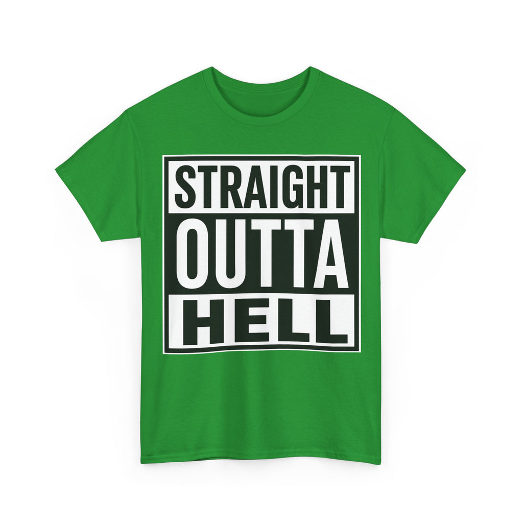 Straight Outta Hell T-Shirt — Bold Gothic Graphic Tee