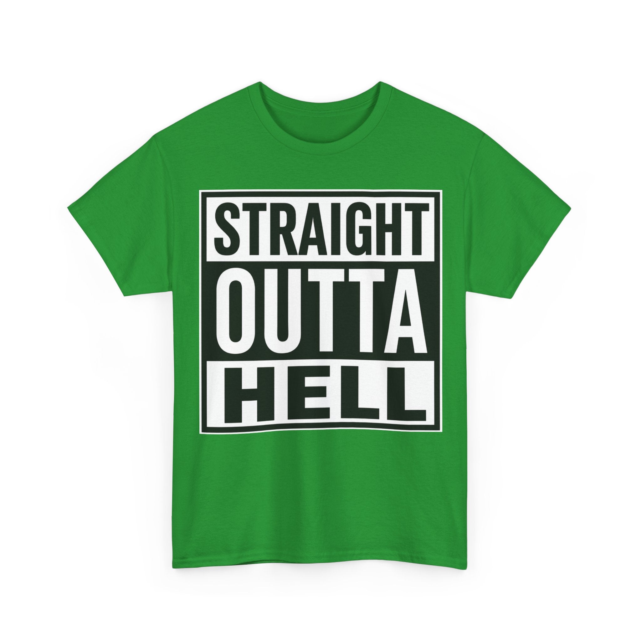 Straight Outta Hell T-Shirt — Bold Gothic Graphic Tee