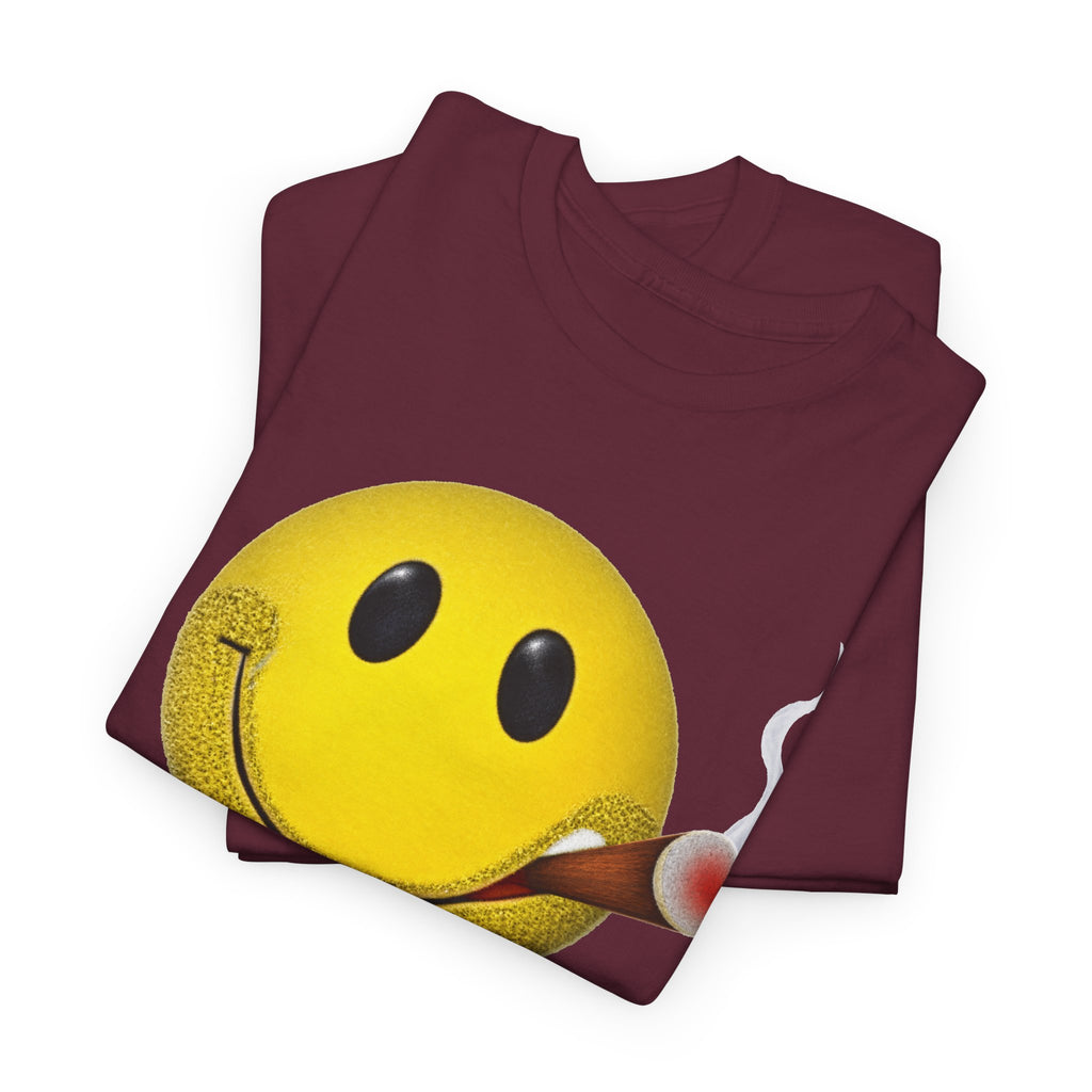 Smoking Happy Face Cigar Unisex Heavy Cotton Tee