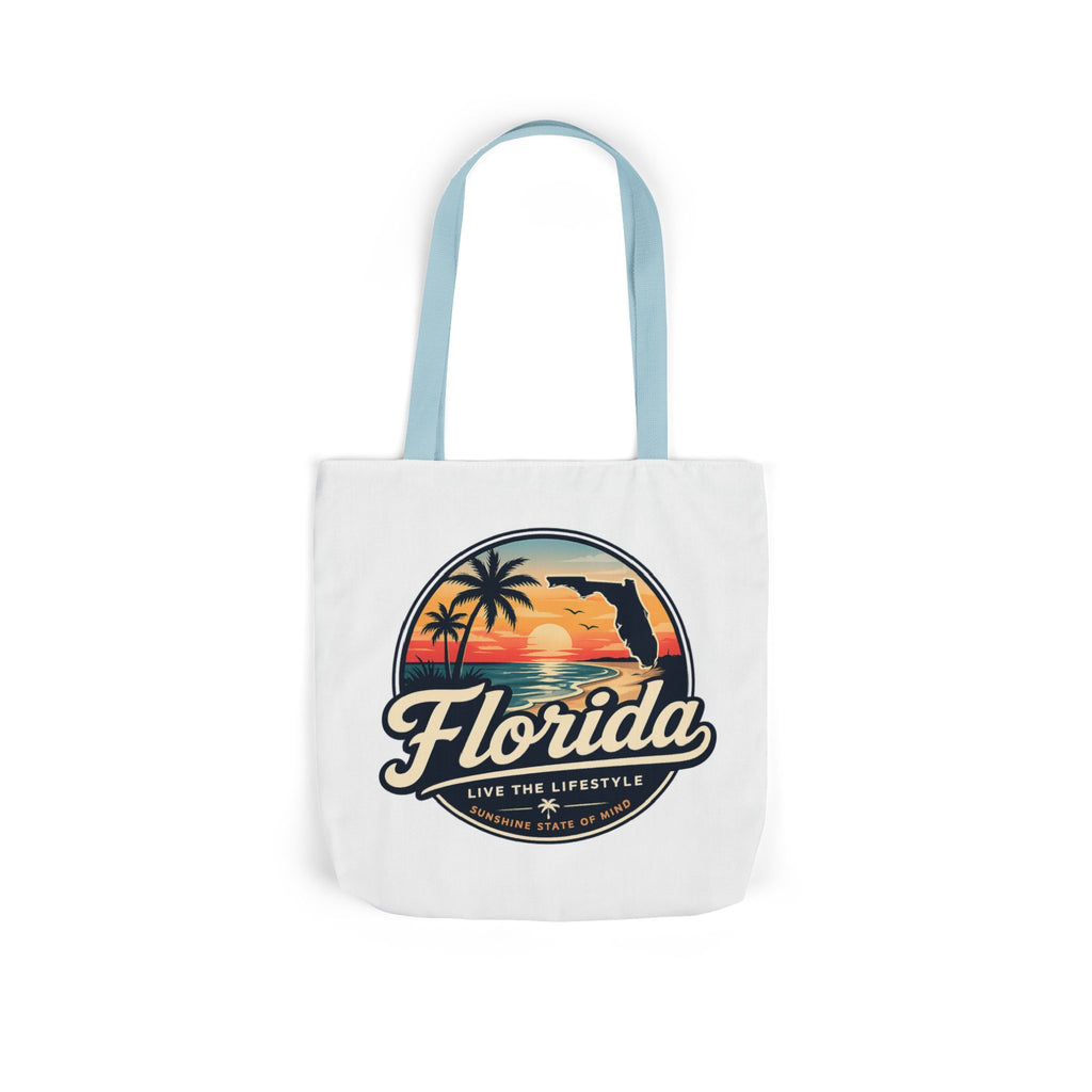 Florida Sunset Canvas Tote Bag — Retro Palm Beach Design