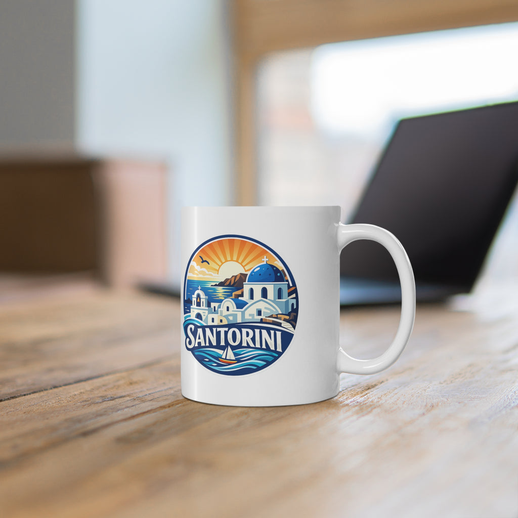 Santorini Ceramic Coffee Mug — Greece Travel Souvenir 11oz/15oz
