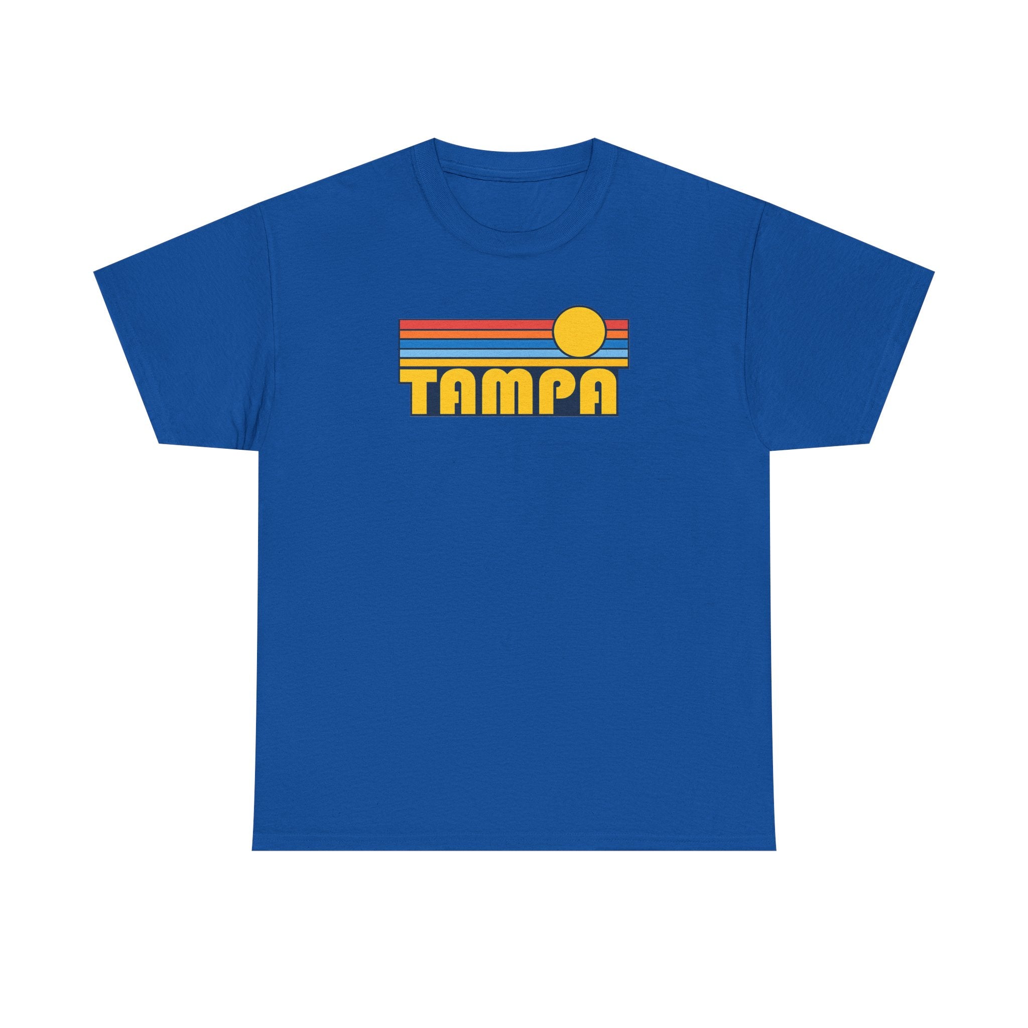 Tampa Retro Sunset T-Shirt — Vintage 70s Striped Beach Tee