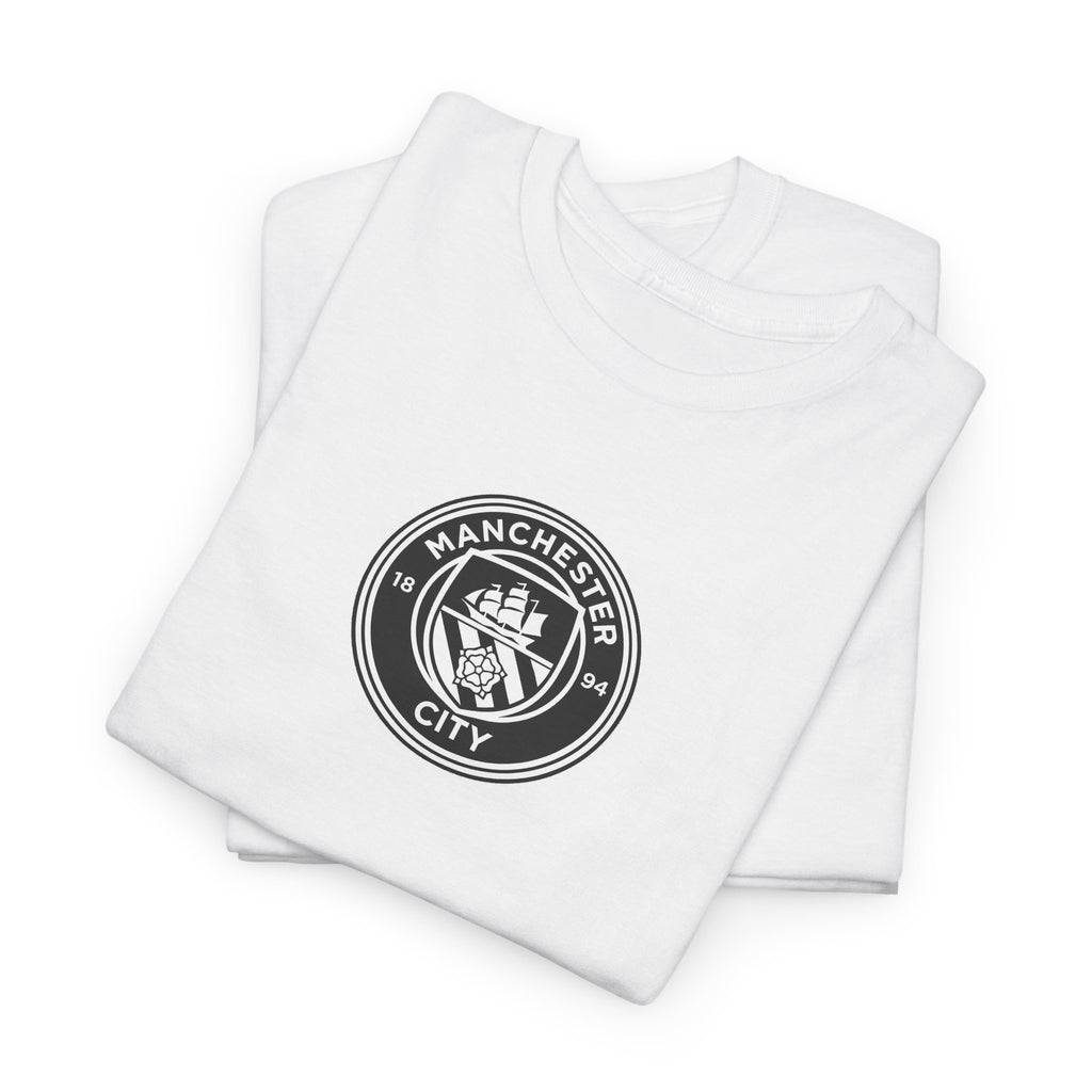 Man City Unofficial T-Shirt — Vintage Crest Logo Tee (Small Chest Emblem)