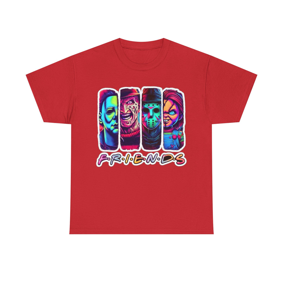 Halloween Horror Icons "Friends" T-Shirt — Neon Retro Slasher Tee
