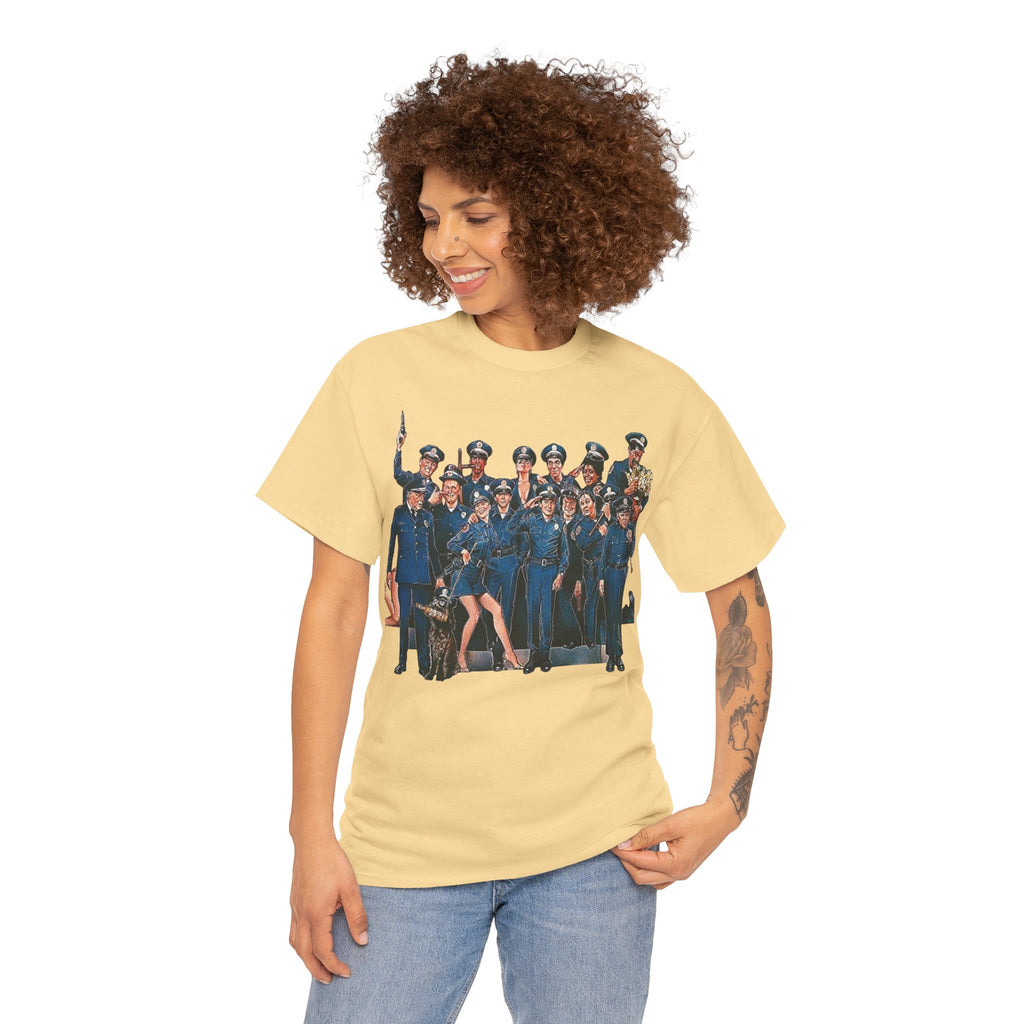 Police Academy Movie Inspired Cotton T‑Shirt — Retro Squad Photo Tee