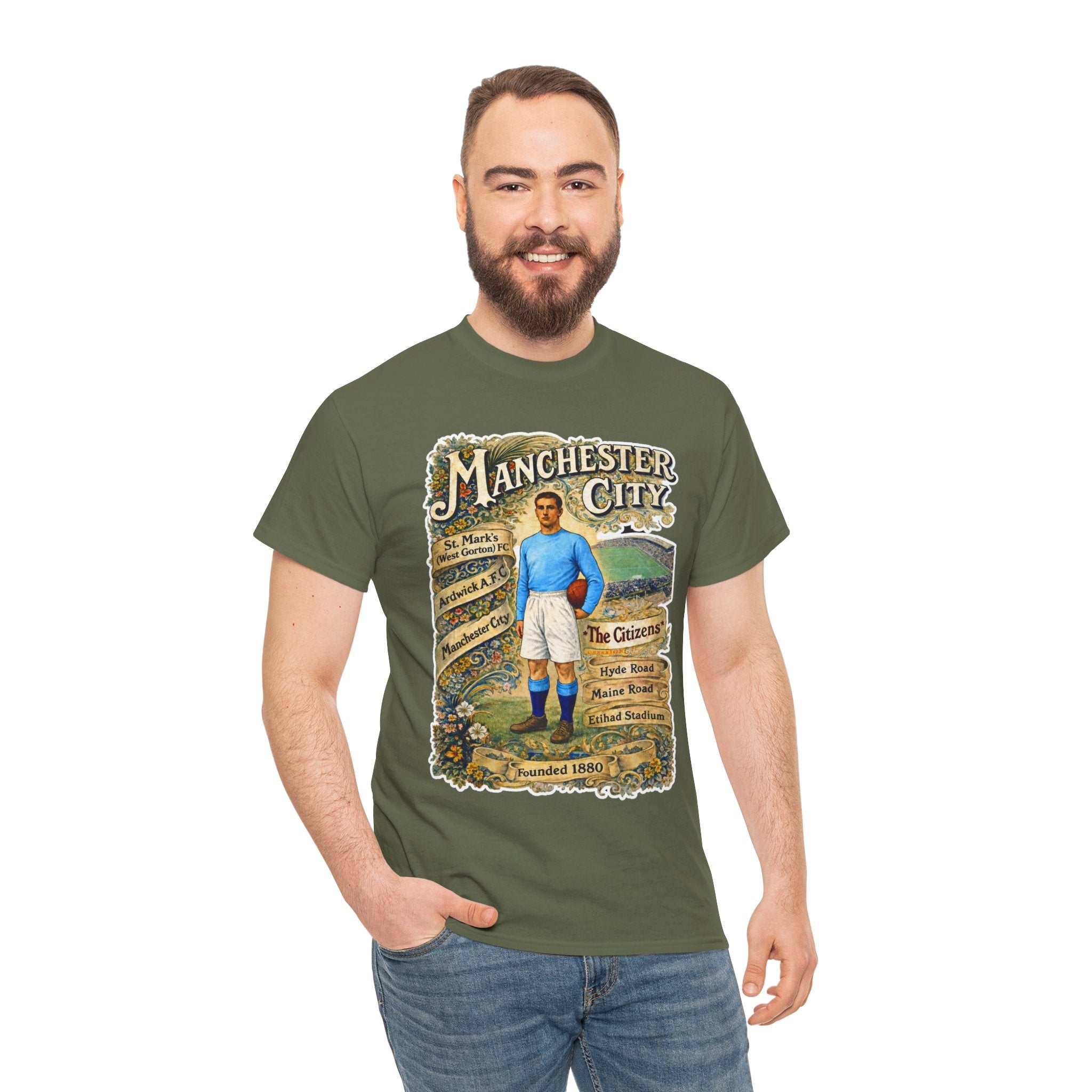Manchester City Vintage Football Tee — Retro Soccer Graphic T-Shirt