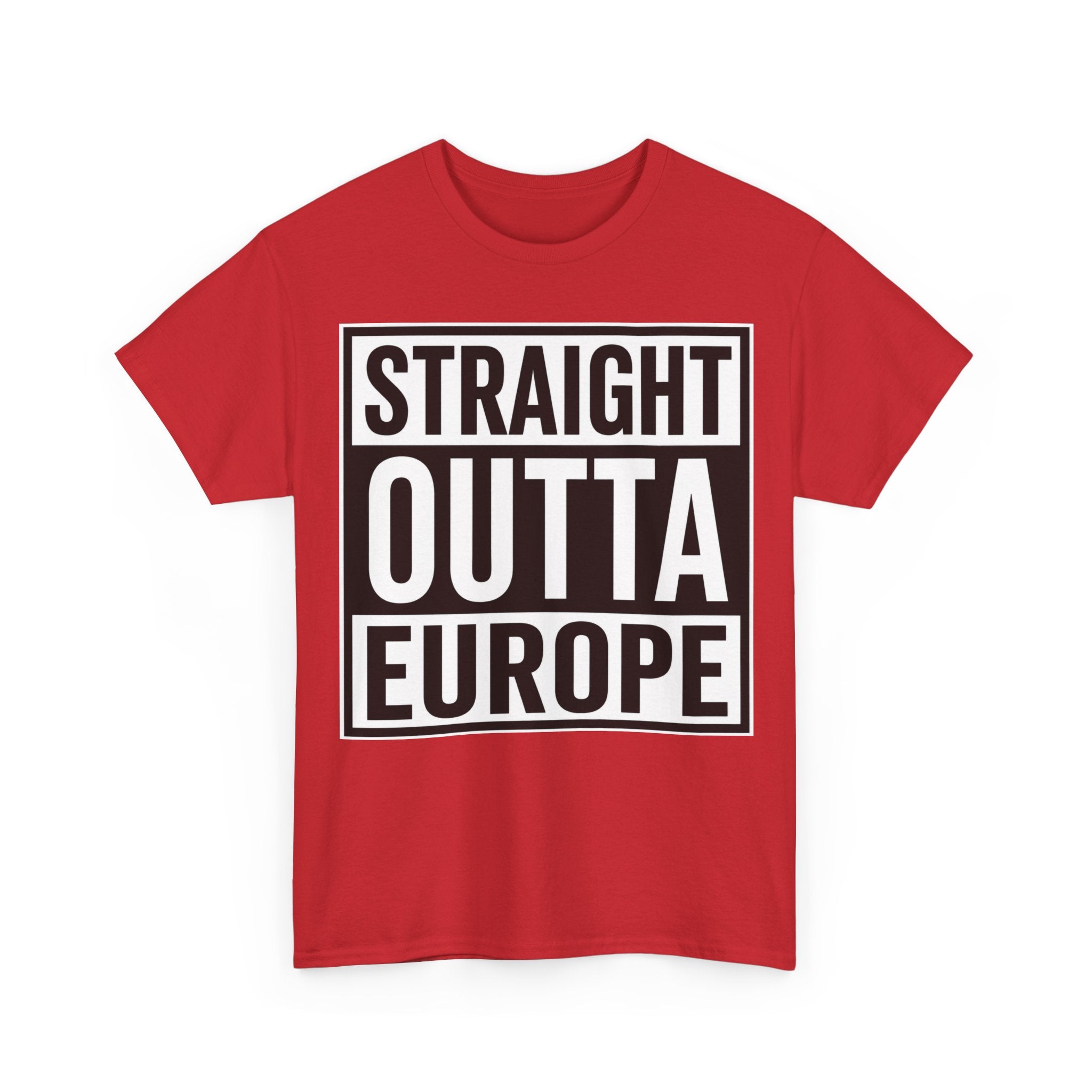 Straight Outta Europe T-Shirt — Bold Black Box Graphic Tee