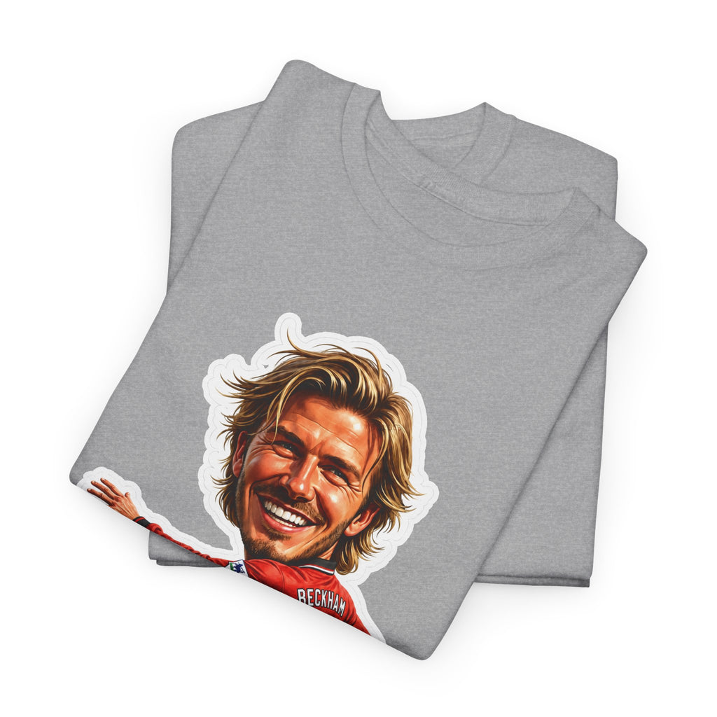 Beckham Caricature Cotton T-Shirt — Retro Football Player Graphic Tee