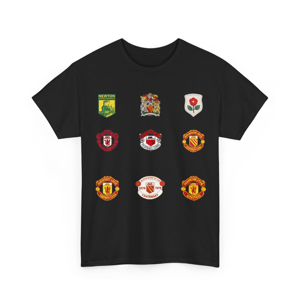 Manchester United T-Shirt — Vintage Football Club Badge Collage Tee