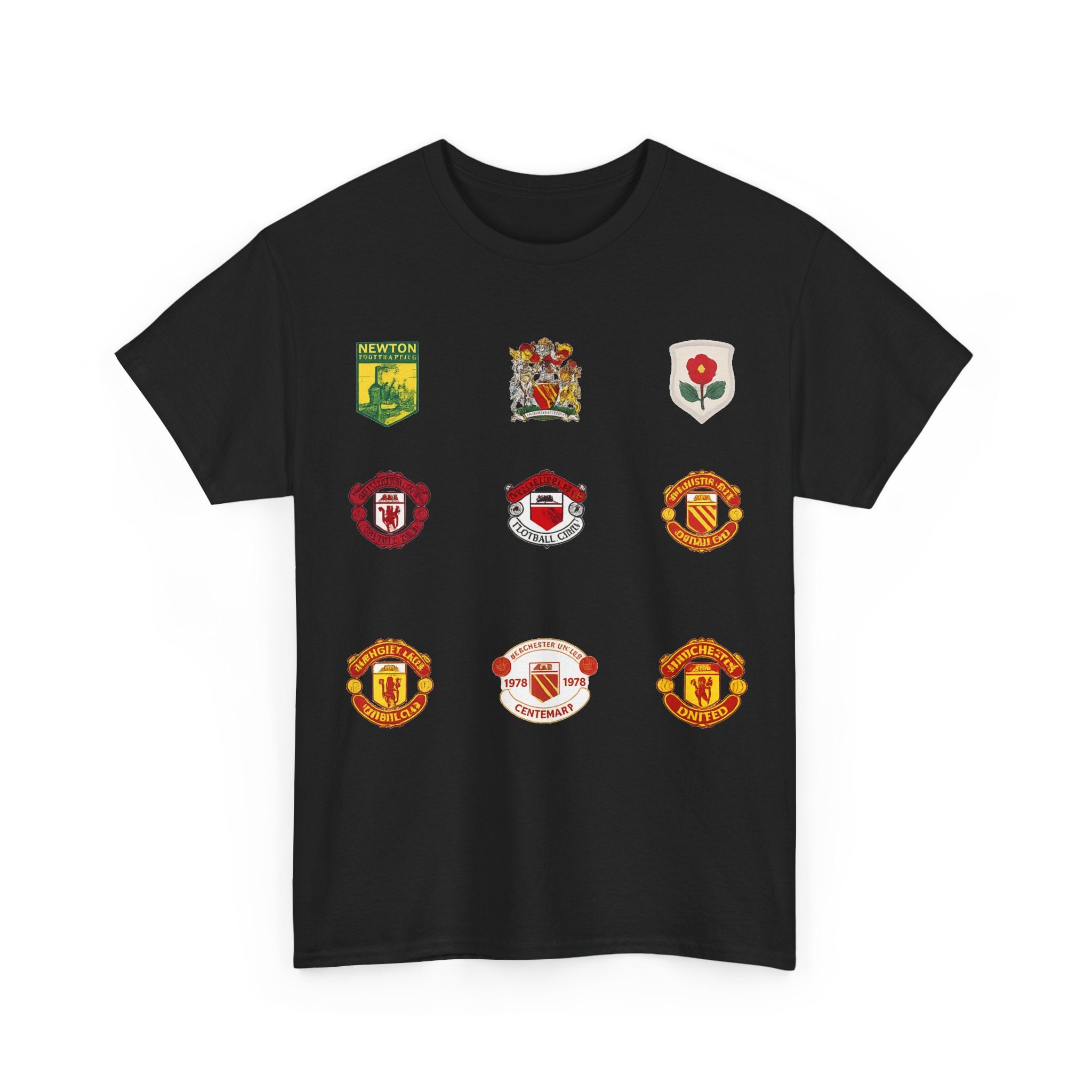 Manchester United T-Shirt — Vintage Football Club Badge Collage Tee