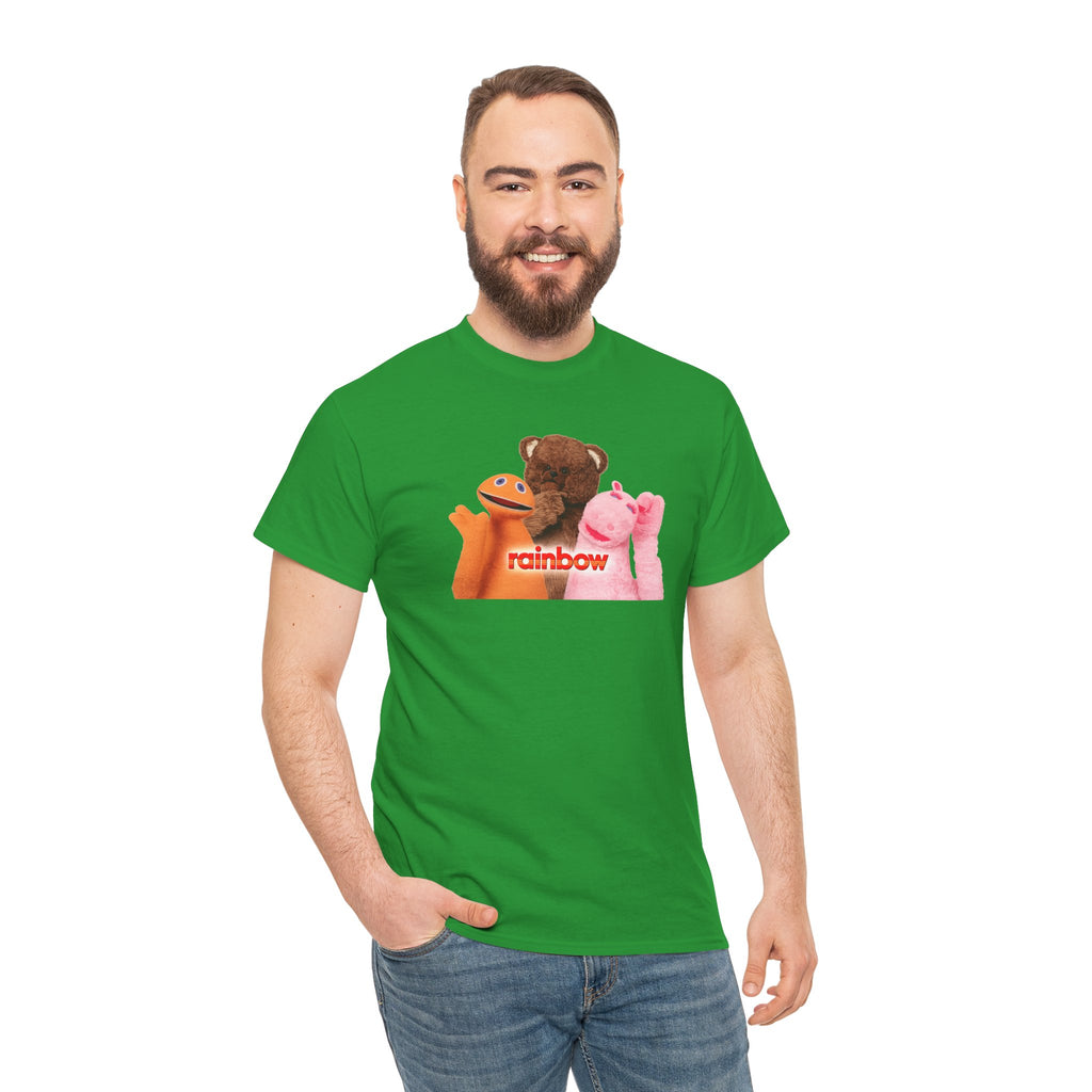 Rainbow Kids TV Zippy, George and Bungle Puppets T-Shirt — Cute Teddy & Hand Puppets Graphic Tee
