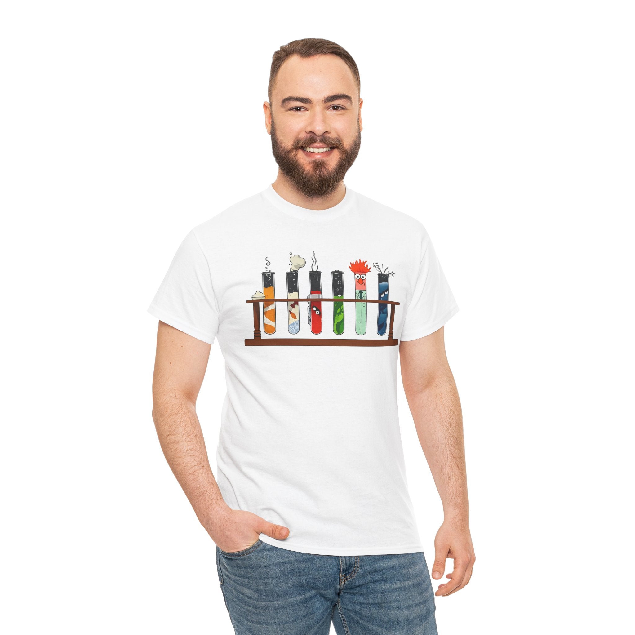 Muppets Beaker Science Test Tube Cats T‑Shirt — Cute Laboratory Cat Illustrations Tee