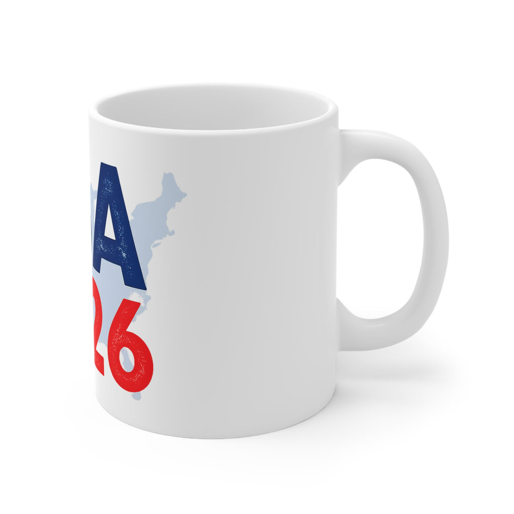 USA 2026 Ceramic Coffee Mug — Patriotic Red & Blue 11oz/15oz