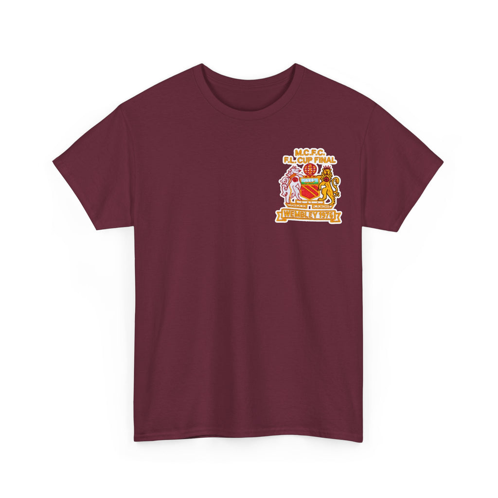 Manchester City 1976 League Cup Final Crest Cotton T‑Shirt — Vintage Football Fan Tee