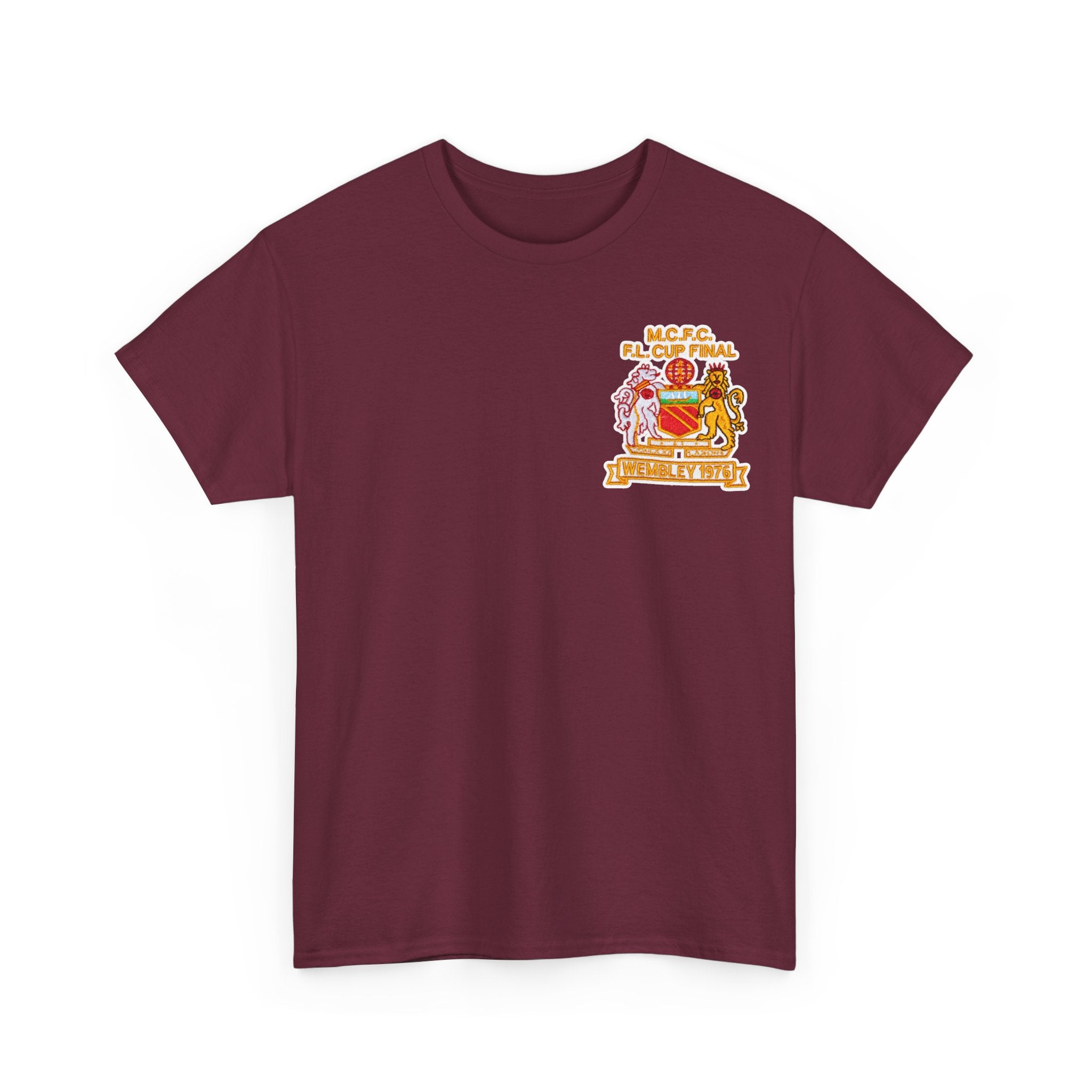 Manchester City 1976 League Cup Final Crest Cotton T‑Shirt — Vintage Football Fan Tee