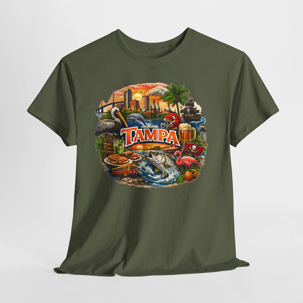 Tampa Florida Retro Scenic Tee — Vintage Beach, Skyline & Wildlife Graphic
