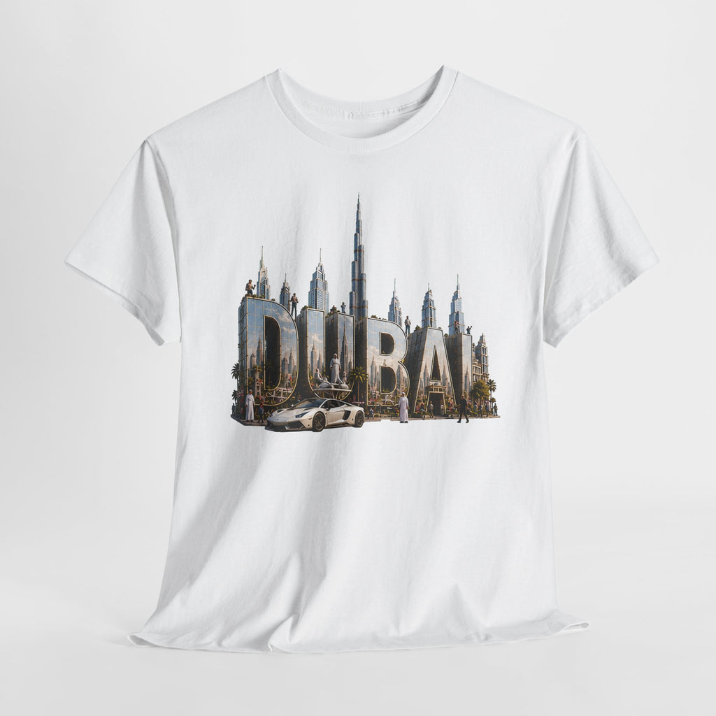 Dubai Skyline T-Shirt — Dubai Cityscape Graphic Tee with Burj Khalifa