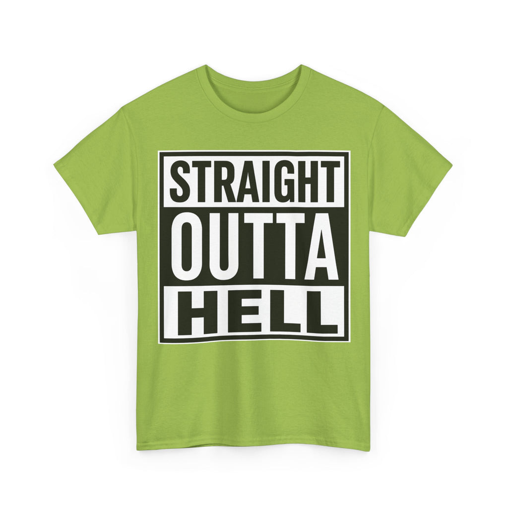 Straight Outta Hell T-Shirt — Bold Gothic Graphic Tee