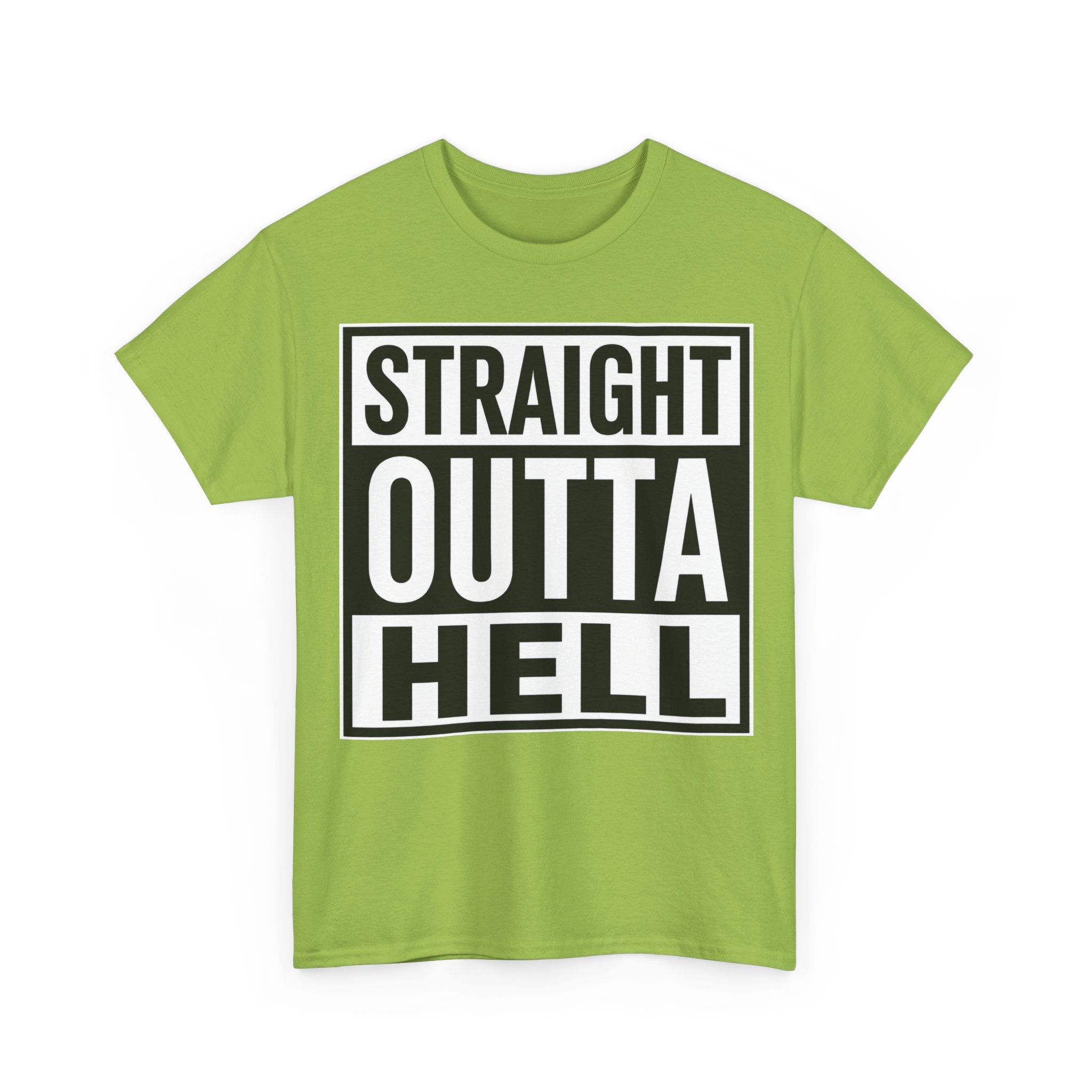 Straight Outta Hell T-Shirt — Bold Gothic Graphic Tee