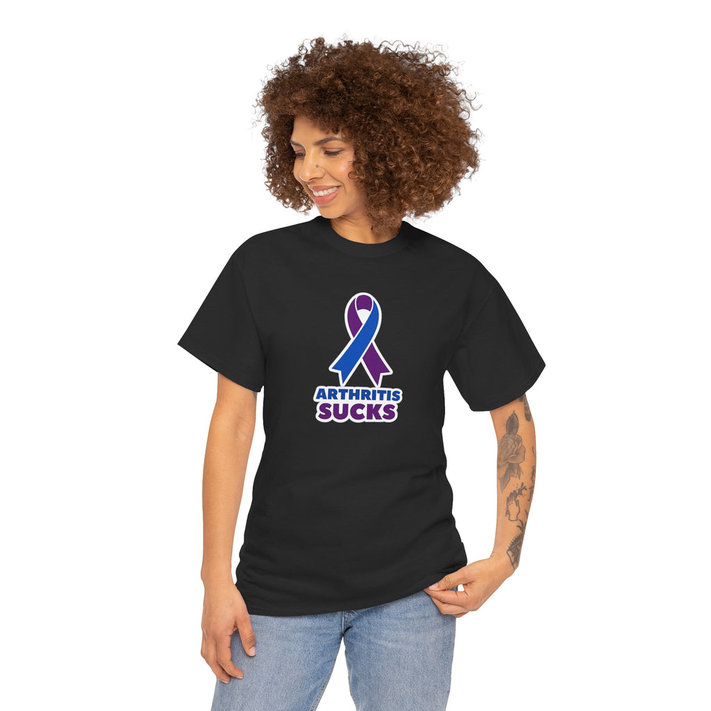 Arthritis Sucks Awareness T-Shirt — Purple & Blue Ribbon Support Tee