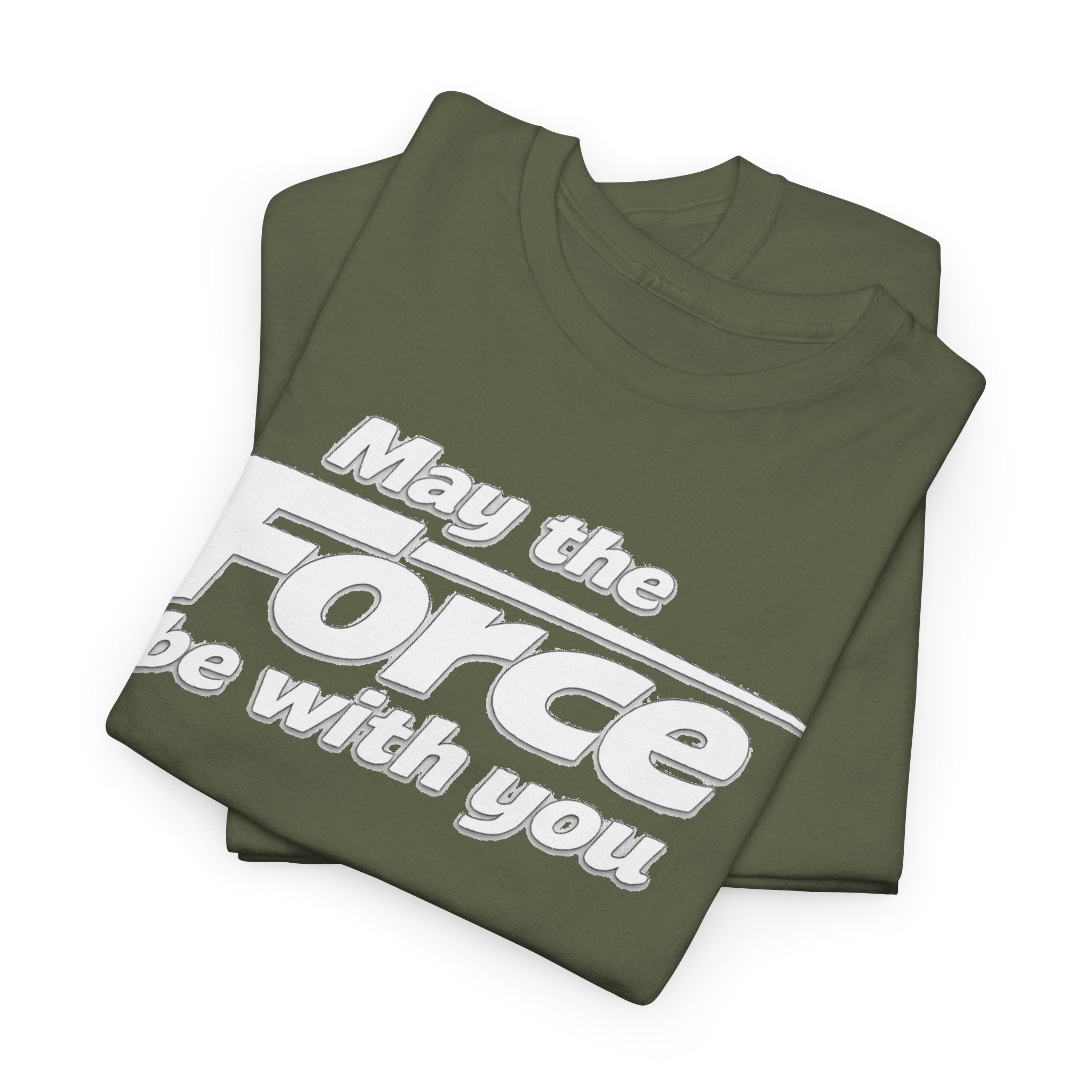 "May the Force Be With You" Retro Embossed Graphic T‑Shirt —