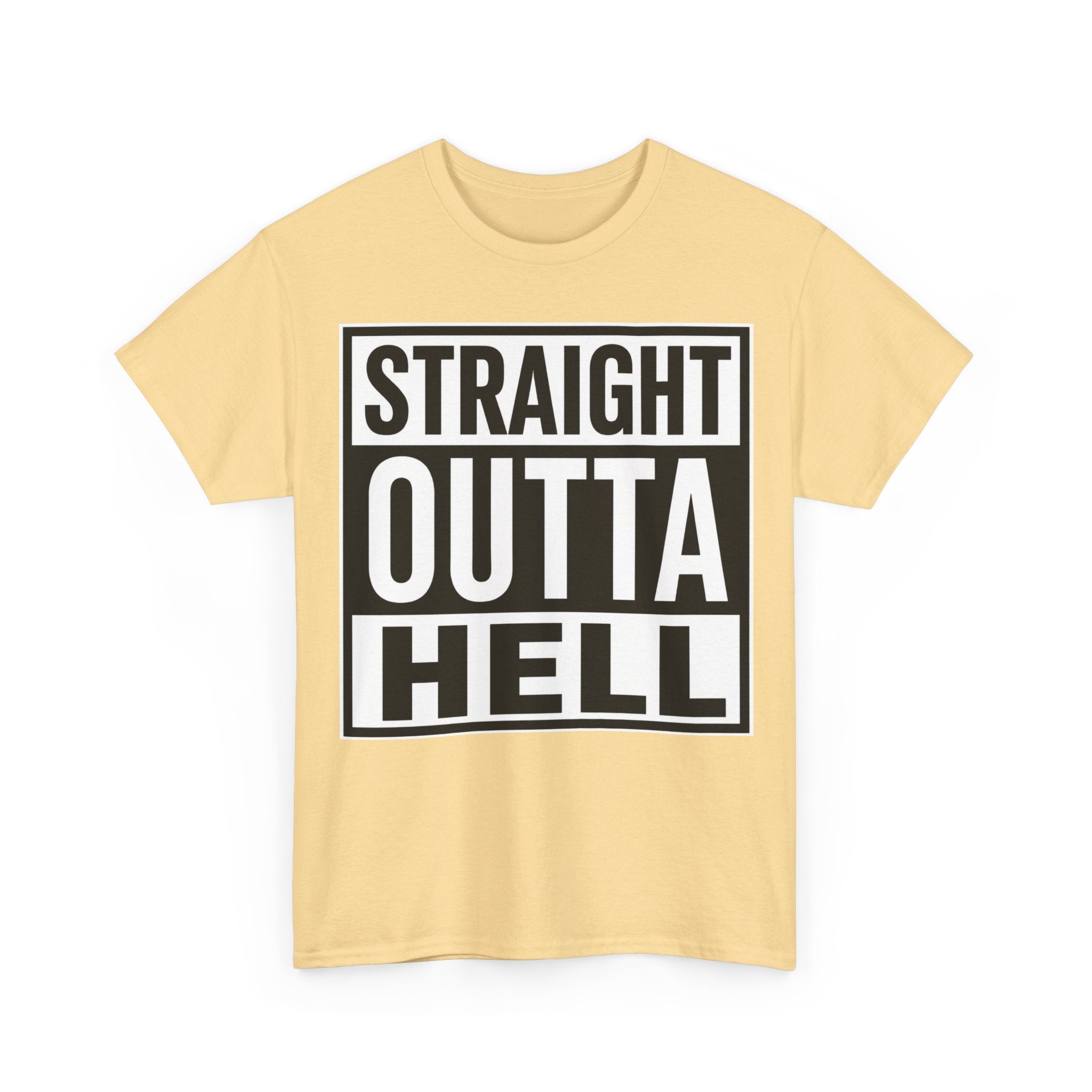 Straight Outta Hell T-Shirt — Bold Gothic Graphic Tee
