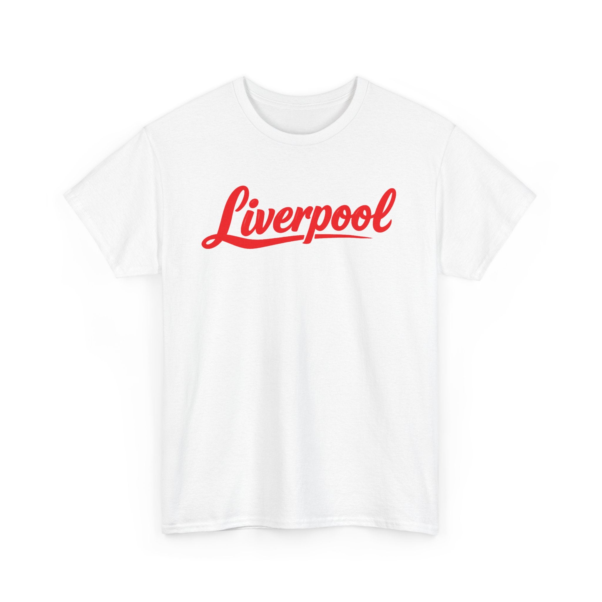 Liverpool Script T-Shirt — Retro Red Logo Tee for Fans