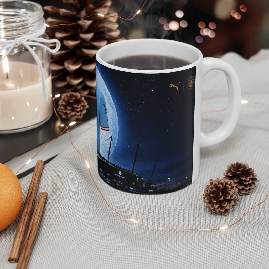 Manchester City Treble Winning Season Shirt Moonlight Ceramic Mug — Blue Jersey Nightscape 11oz/15oz