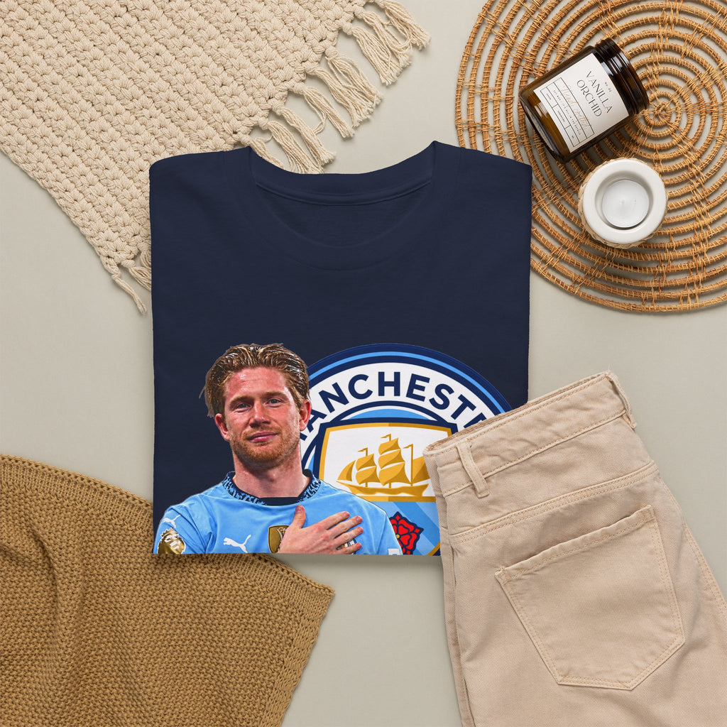 Kevin De Bruyne Manchester City Legend Cotton T-Shirt — Player Tribute Tee (Heart Badge Design)