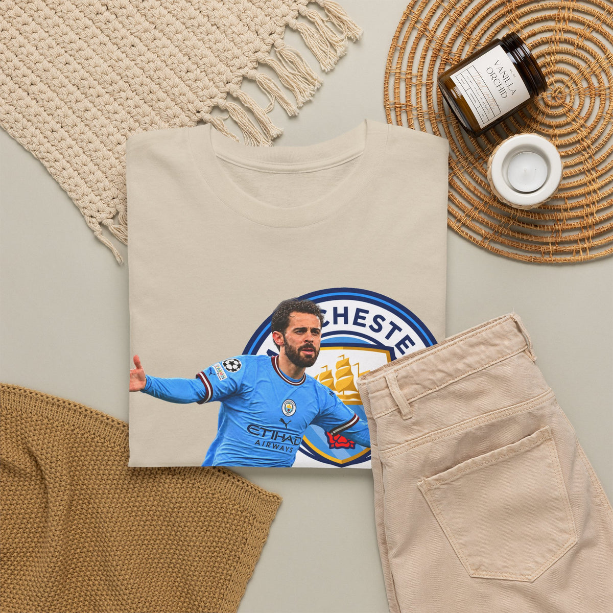 Bernardo Silva Manchester City Football Club Graphic Tee — Celebratory Player Design