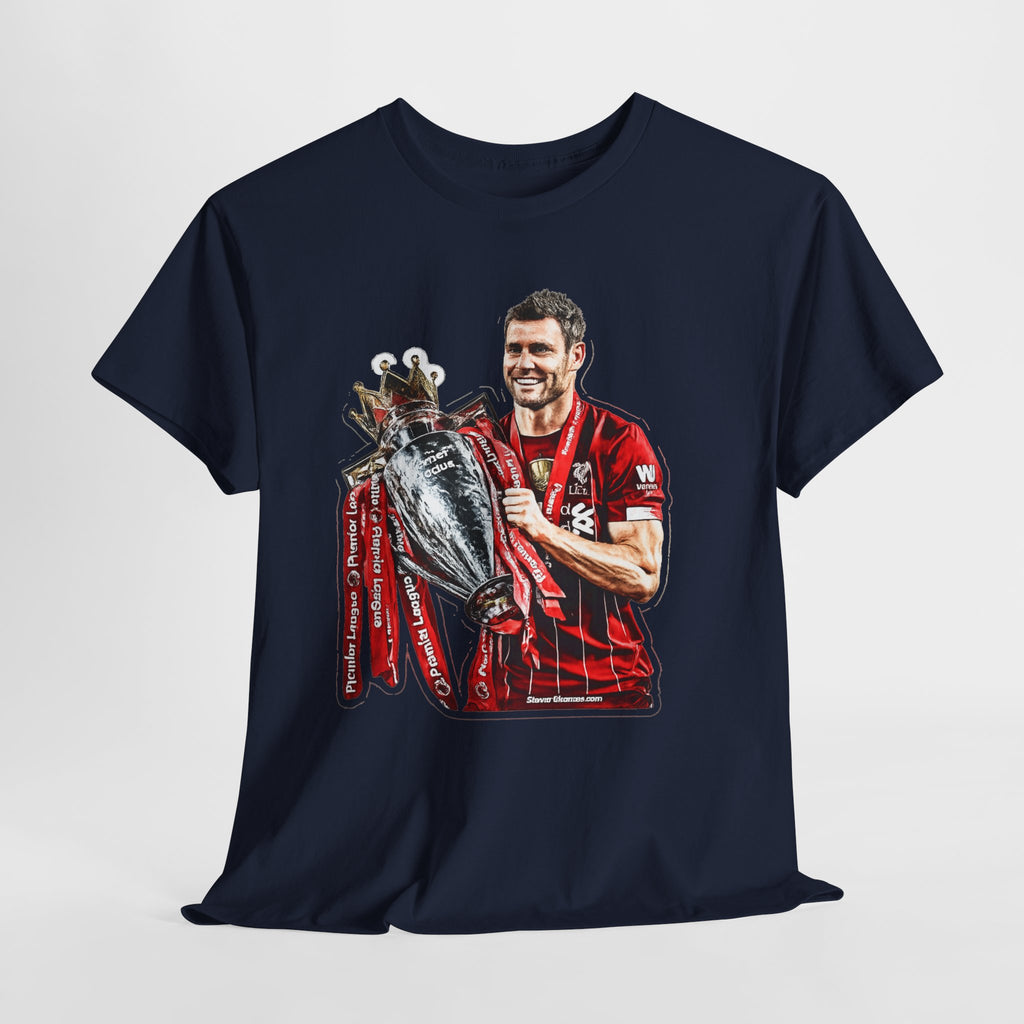James Milner Liverpool Premier League Champion Trophy T-Shirt — Player Holding Premier Trophy
