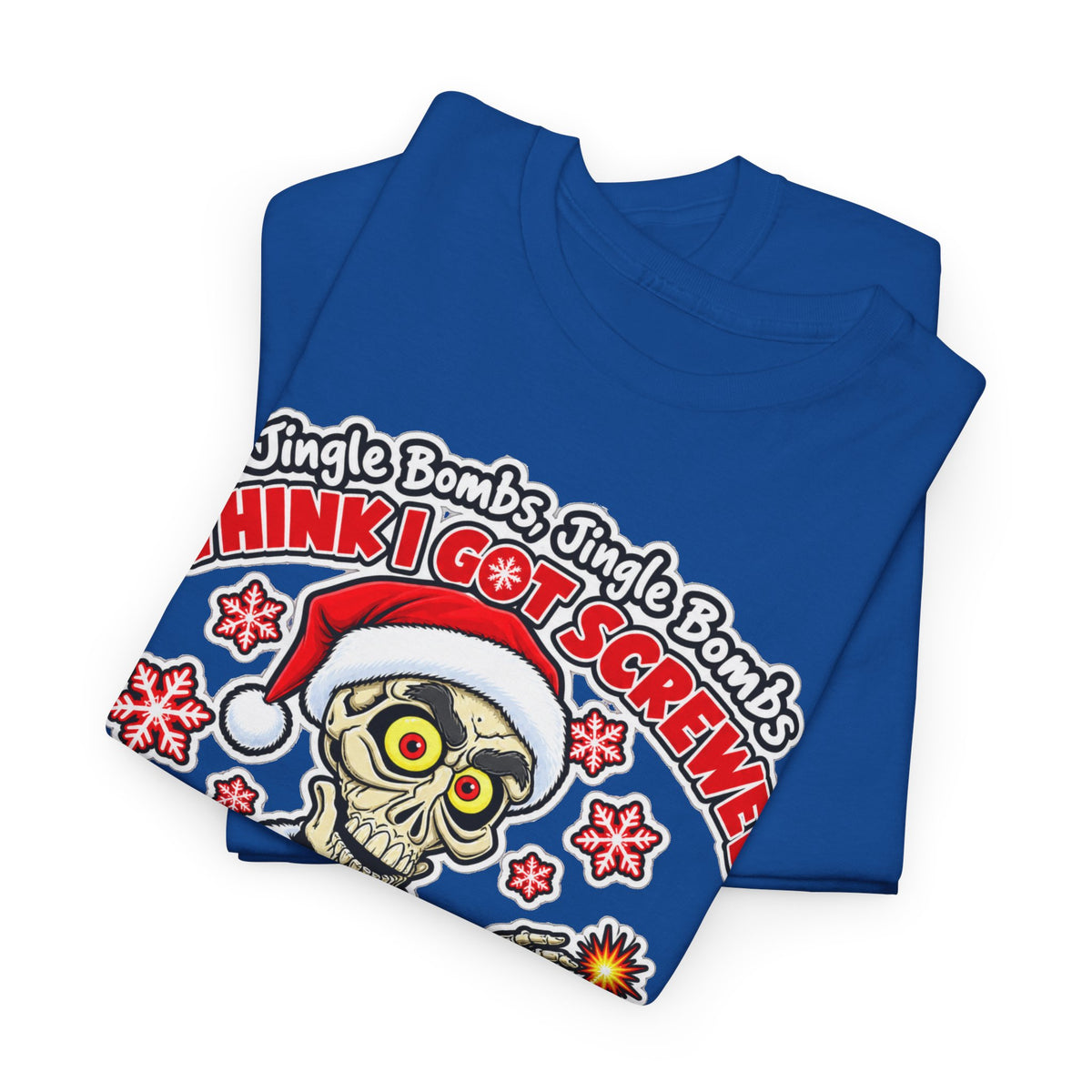 Santa Skull Christmas T-Shirt — "I Think I Got Screwed" Dark Holiday Tee