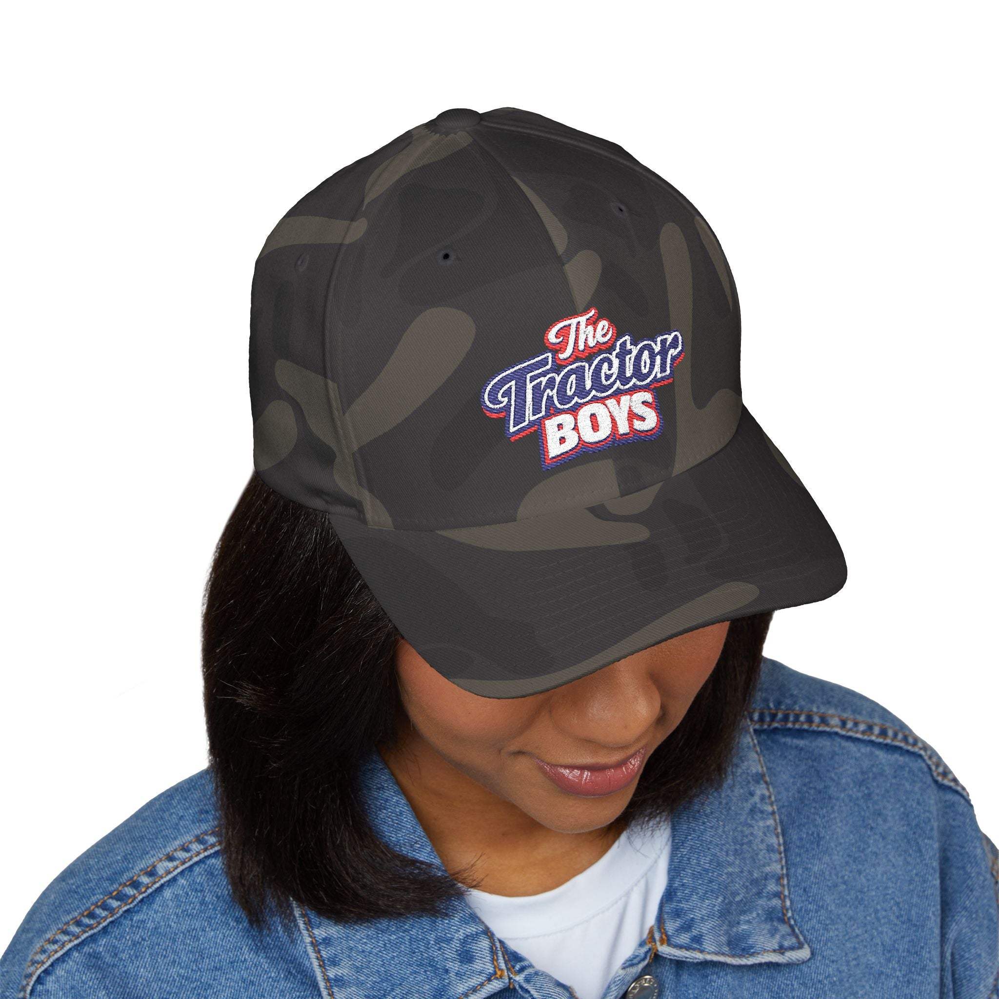 Embroidered 'The Tractor Boys' Structured Cap - Retro Red & Blue Logo