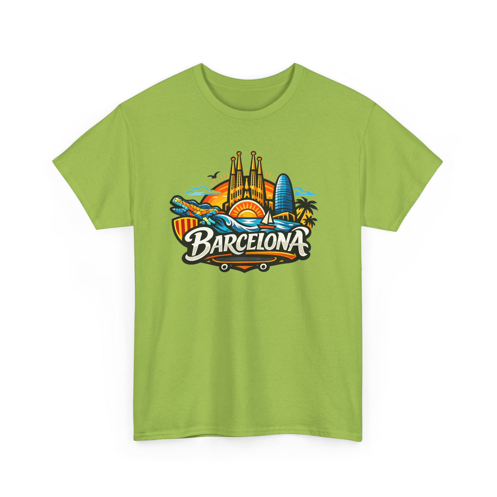 Barcelona Skyline Graphic Tee — Colorful Travel Souvenir T-Shirt