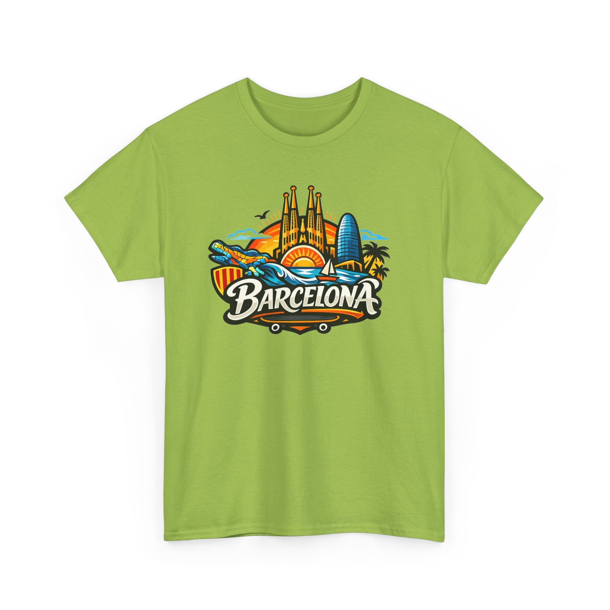 Barcelona Skyline Graphic Tee — Colorful Travel Souvenir T-Shirt