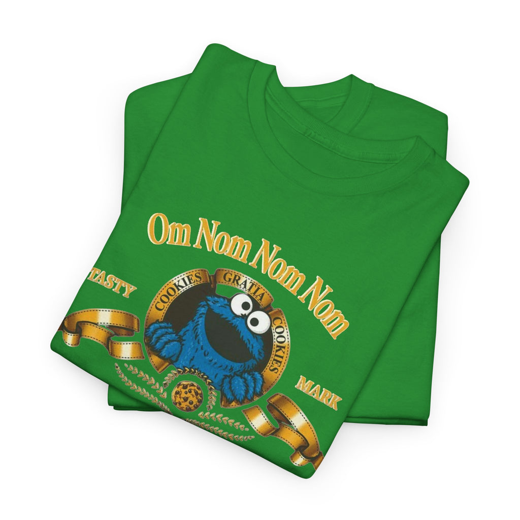 Cookie Monster "Om Nom Nom Nom" Vintage Badge Cotton T‑Shirt