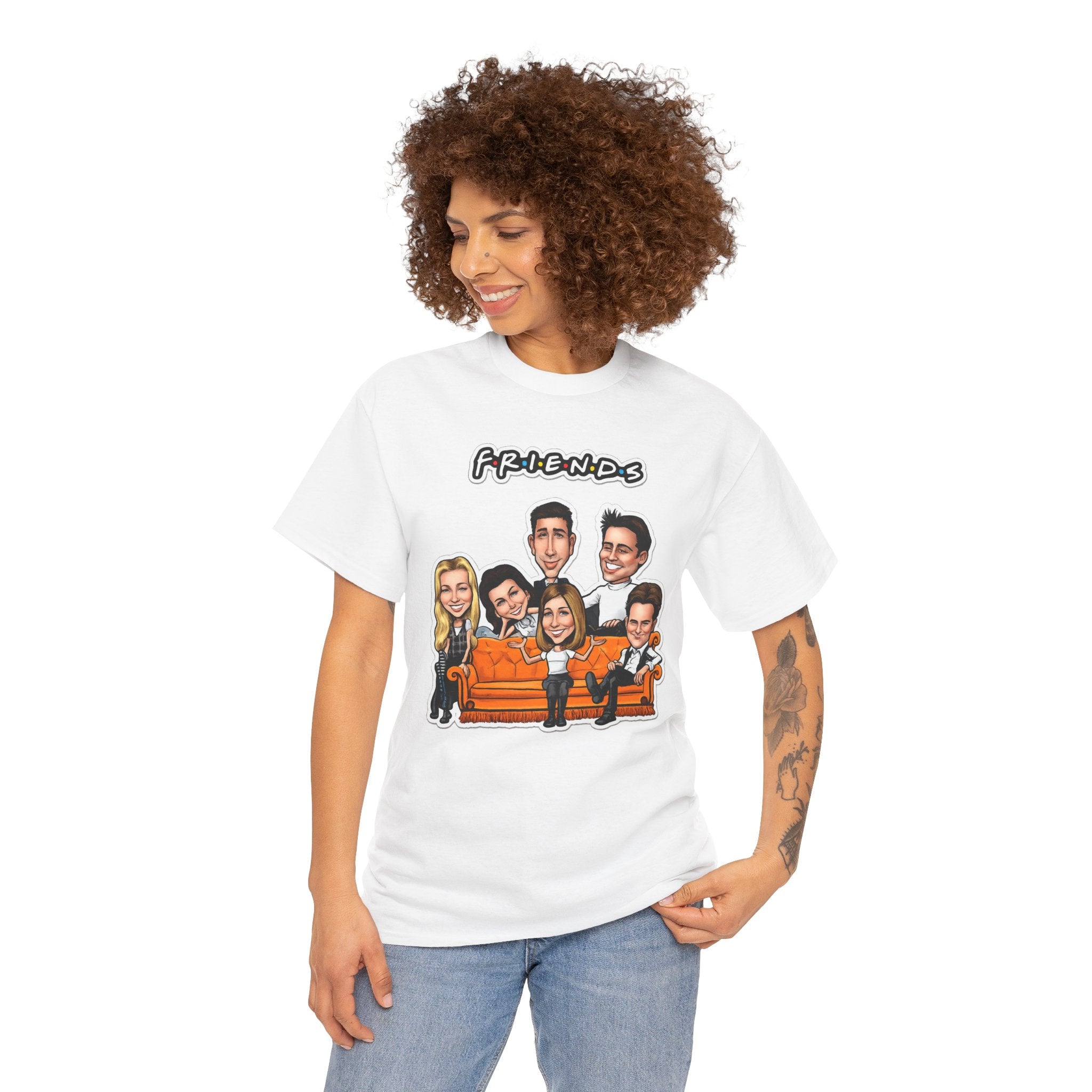 Friends TV Show Cartoon Cast T-Shirt — Iconic Couch Graphic Tee