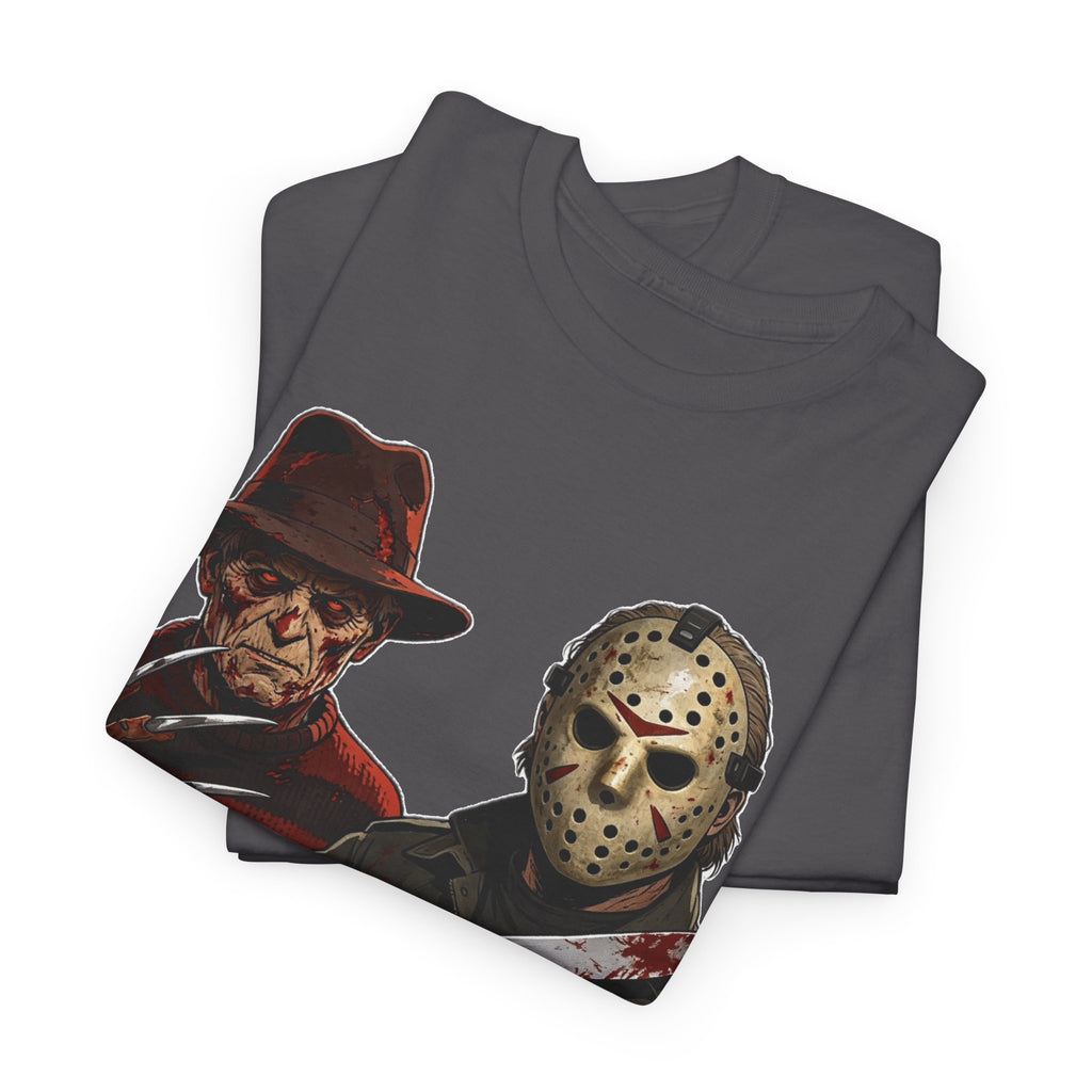 Horror Icons T-Shirt — Freddy, Jason, Michael & Pinhead Slasher Collage