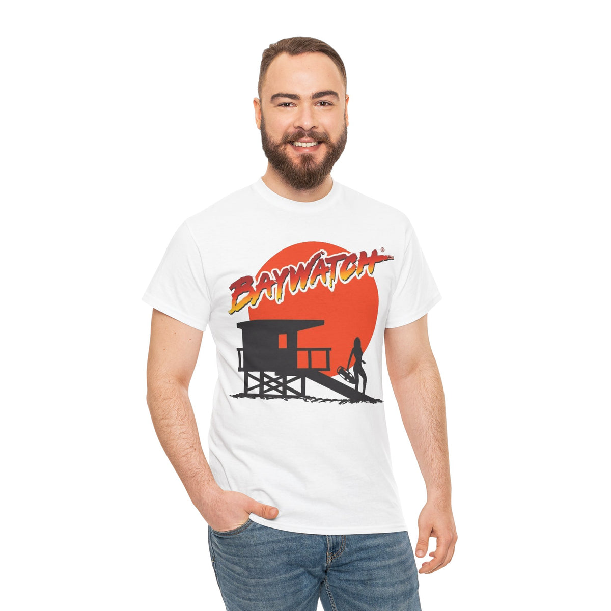 Baywatch Lifeguard Sunset Cotton T-Shirt
