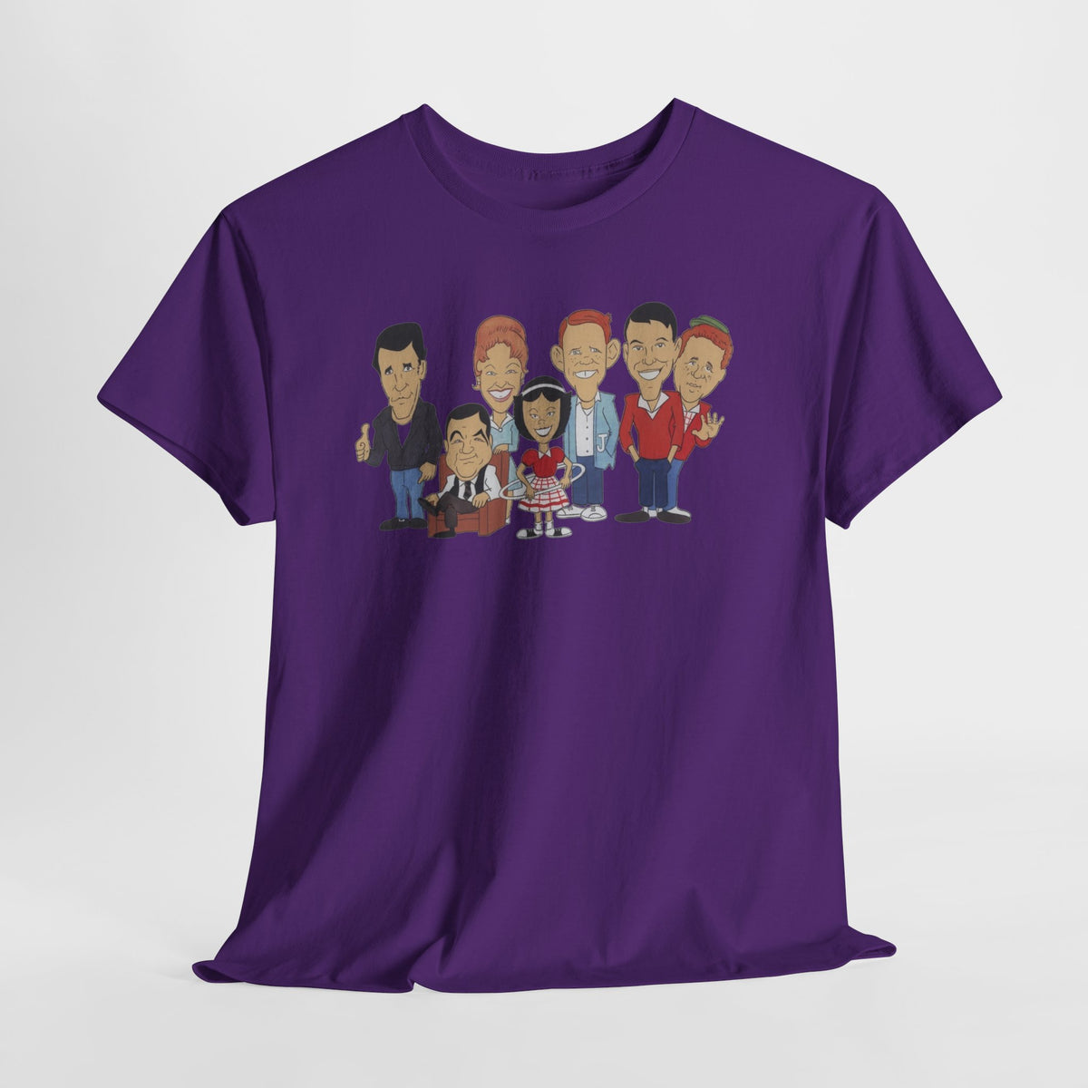 Happy Days Retro TV Cast Cartoon Tee - Vintage Sitcom Character Group Shirt