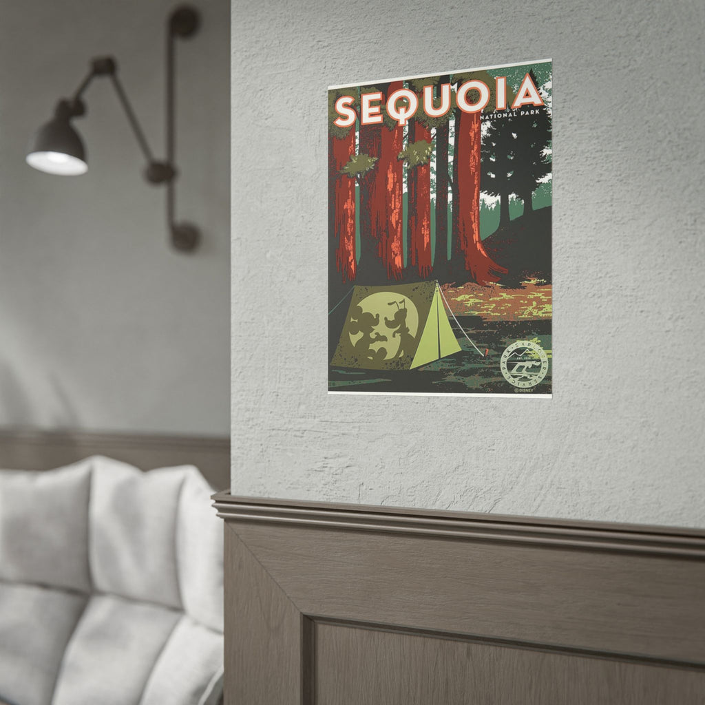 Sequoia National Park Vintage Camping Poster — Rolled Art Print