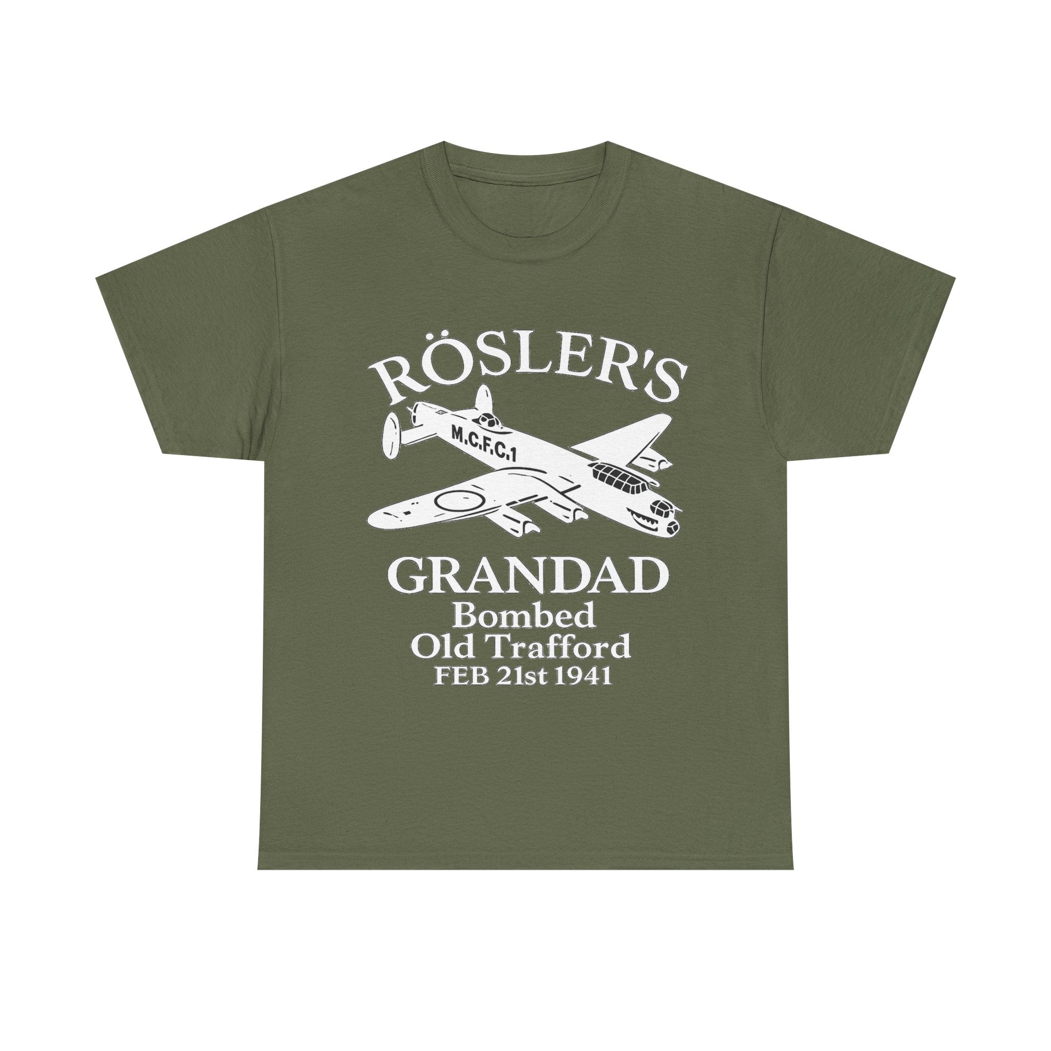 Rösler's Grandad Bombed Old Trafford Tee — WWII Tribute Military Plane Shirt (Feb 21, 1941)