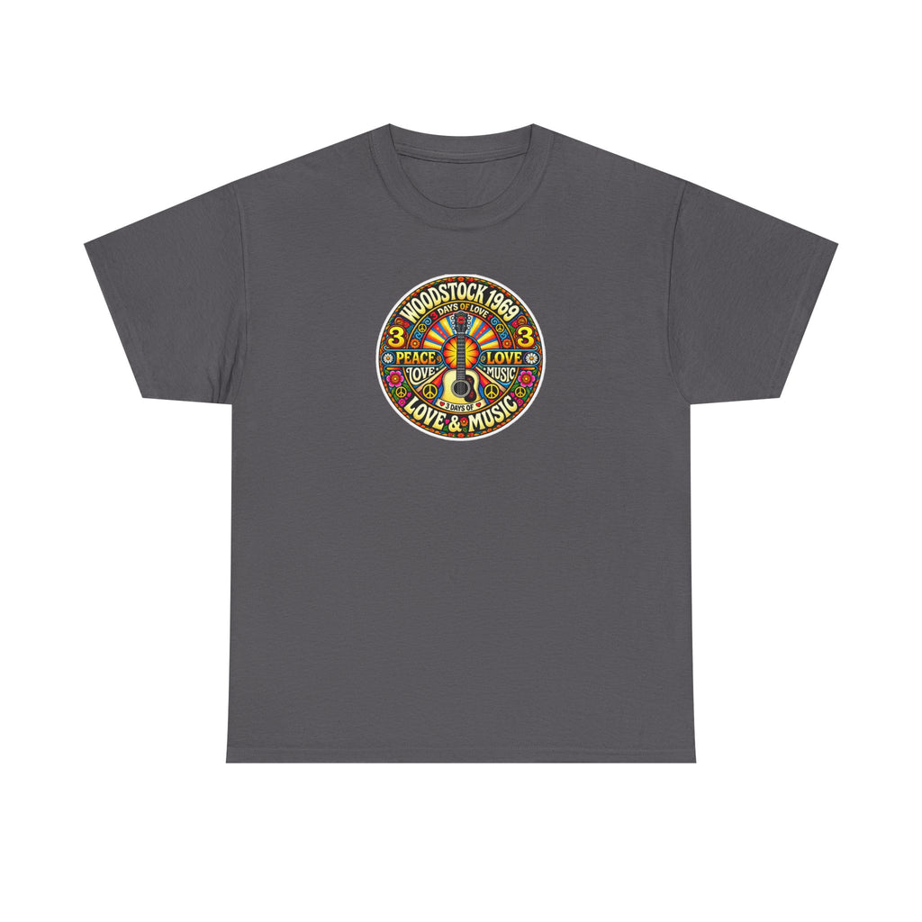 Woodstock 1969 Peace & Love Graphic Cotton T- Shirt / Tee