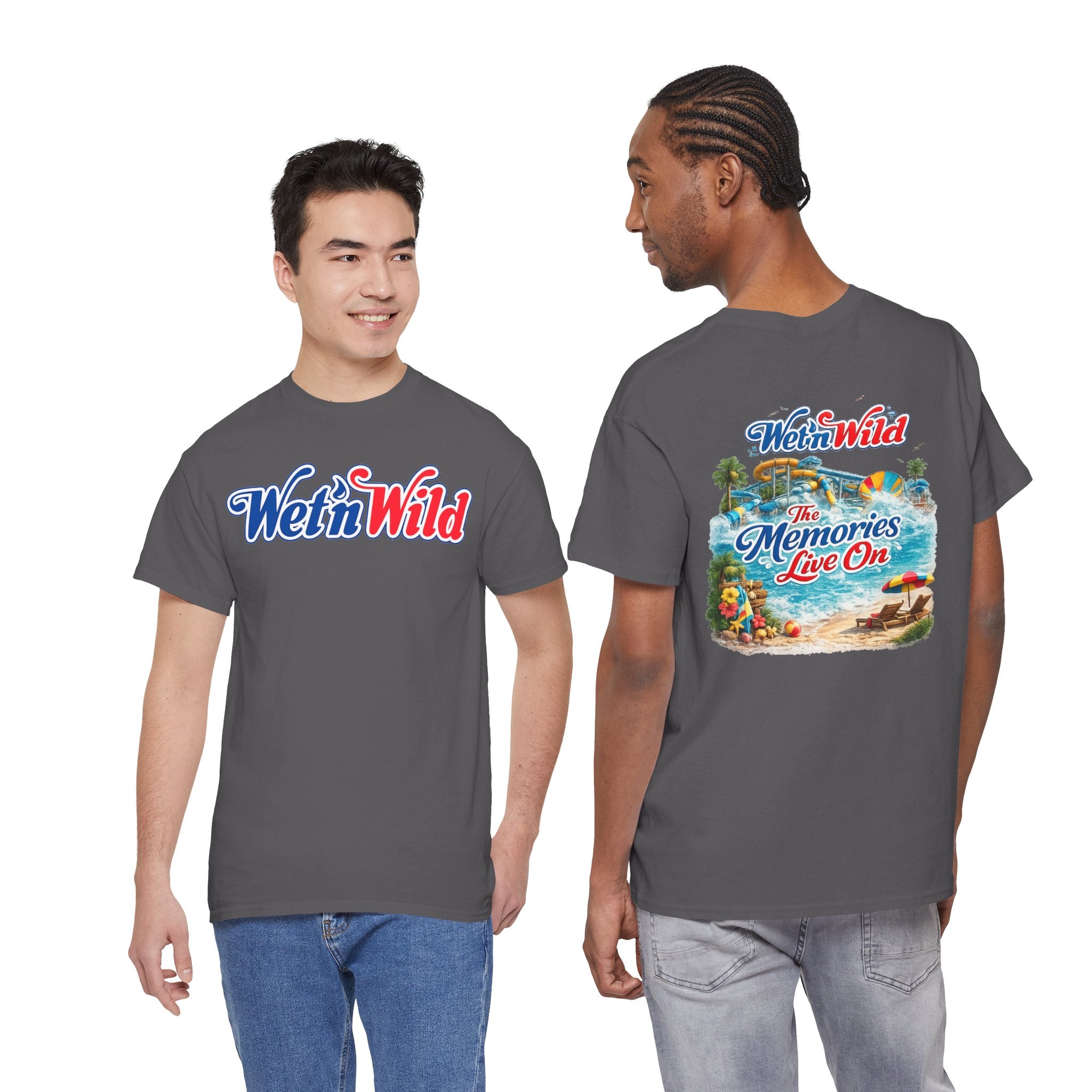 Wet'n Wild Beach Tee — "The Memories Live On" Retro Island Graphic Shirt