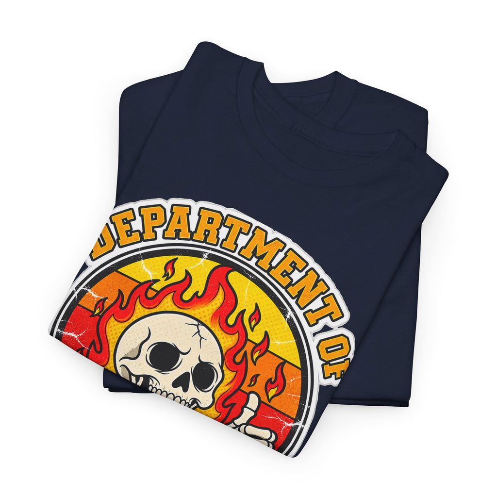 Department of Bad Decisions Skull T-Shirt — Retro Flaming Thumbs-Up Graphic Tee
