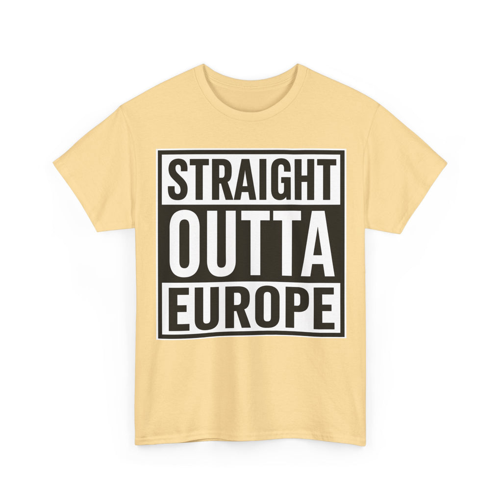 Straight Outta Europe T-Shirt — Bold Black Box Graphic Tee