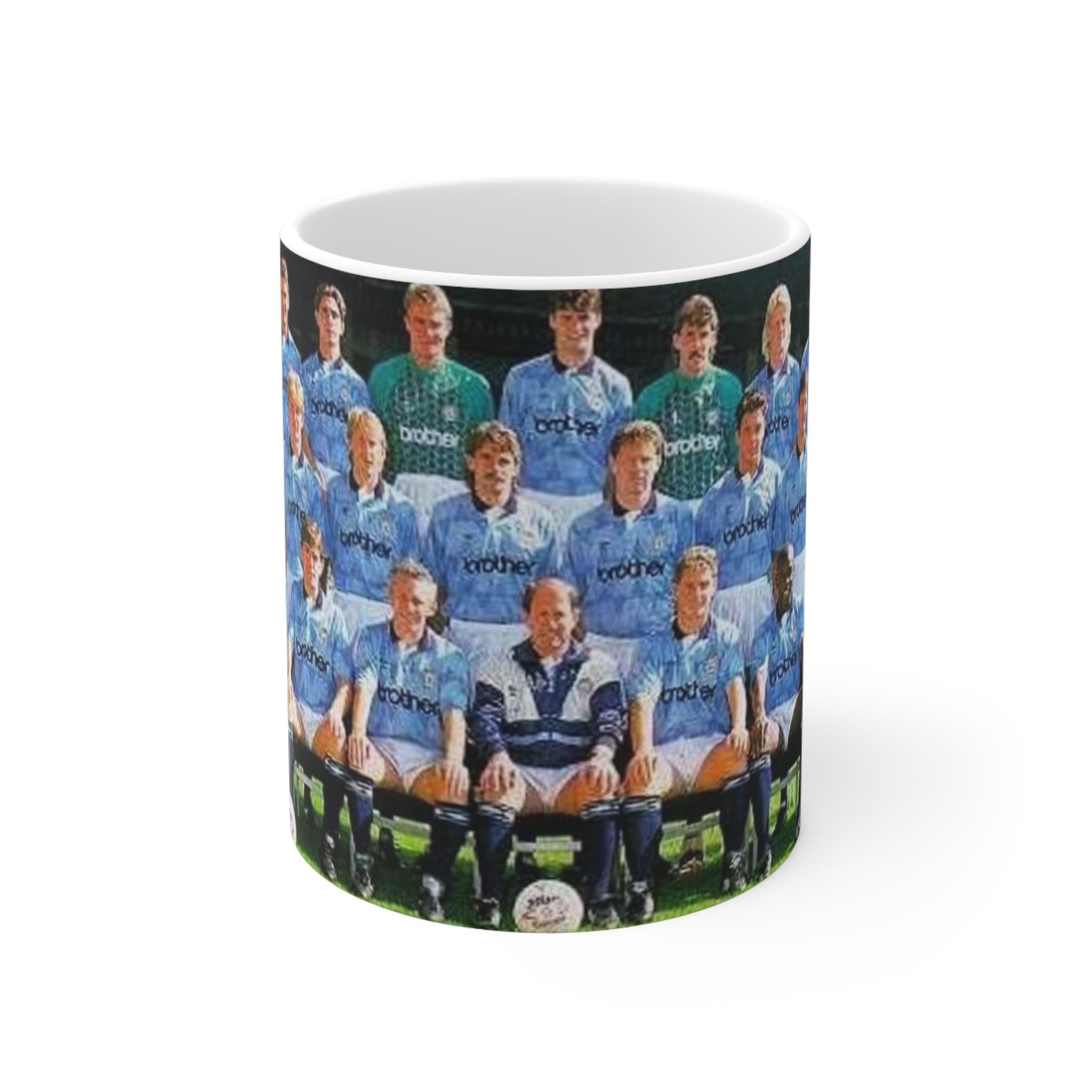 Manchester City 1990/91 Team Photo Coffee Mug — Vintage Soccer Squad Ceramic Mug (11oz & 15oz)