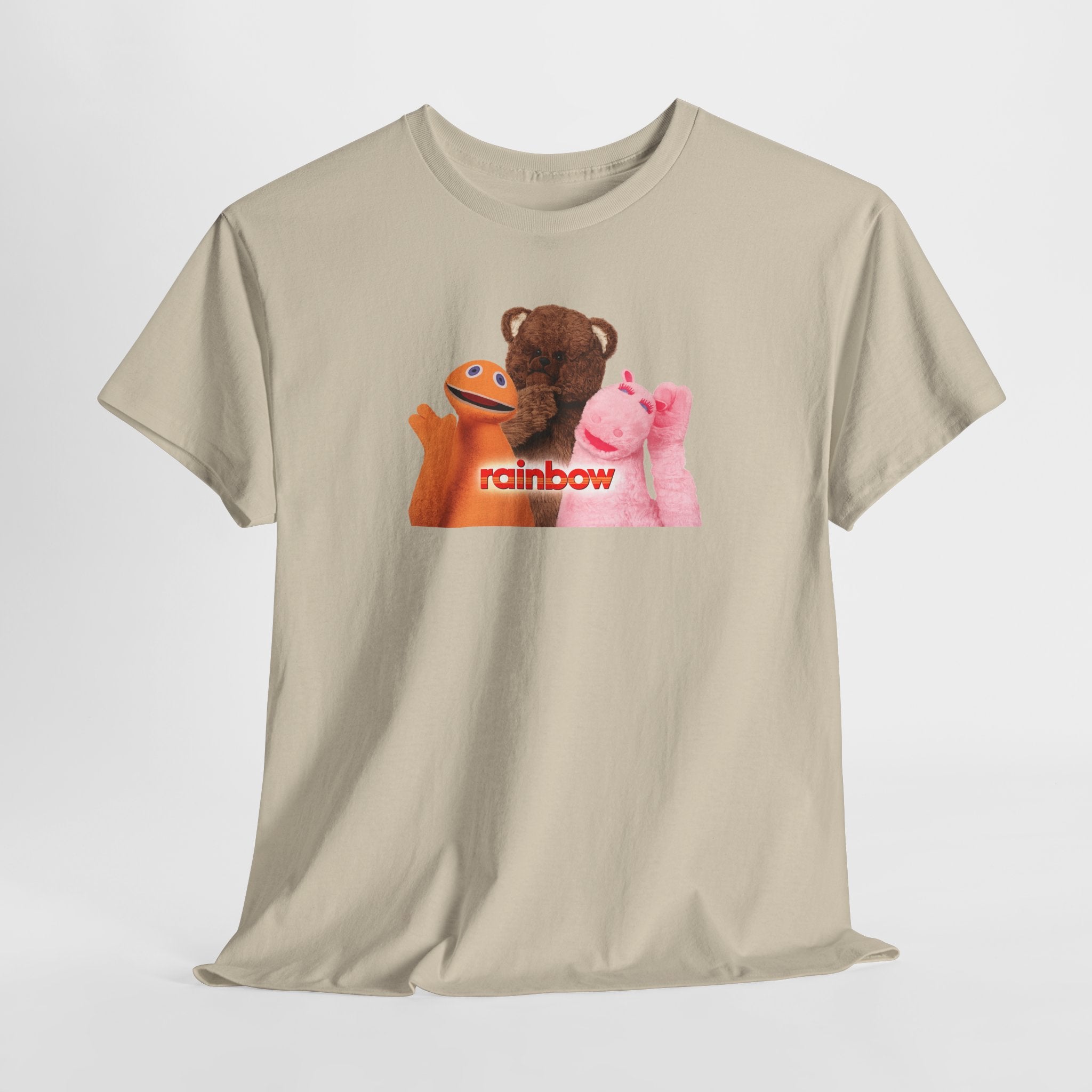 Rainbow Kids TV Zippy, George and Bungle Puppets T-Shirt — Cute Teddy & Hand Puppets Graphic Tee