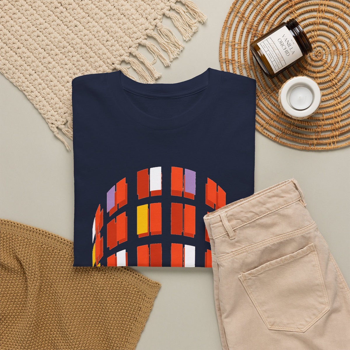 Hacienda Arch Graphic Cotton T-Shirt Tee — Retro Sunset Window Illustration