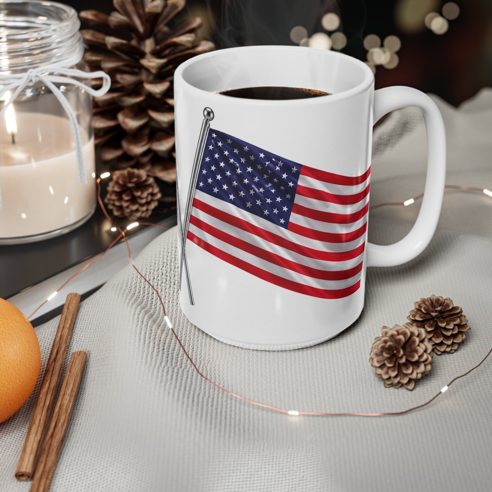 England & USA Crossed Flags Ceramic Coffee Mug — 11oz & 15oz